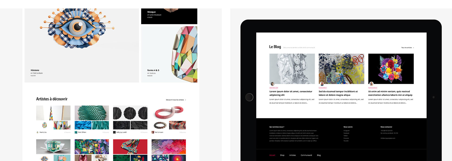 Art Paper Place / Client: Junior Fritz Jacquet / Art Direction, User Interface