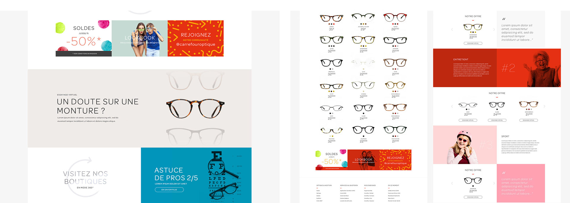 Carrefour Optique / Client: Carrefour Optique w/ Zento / Art Direction, User Interface, Responsive & Mobile