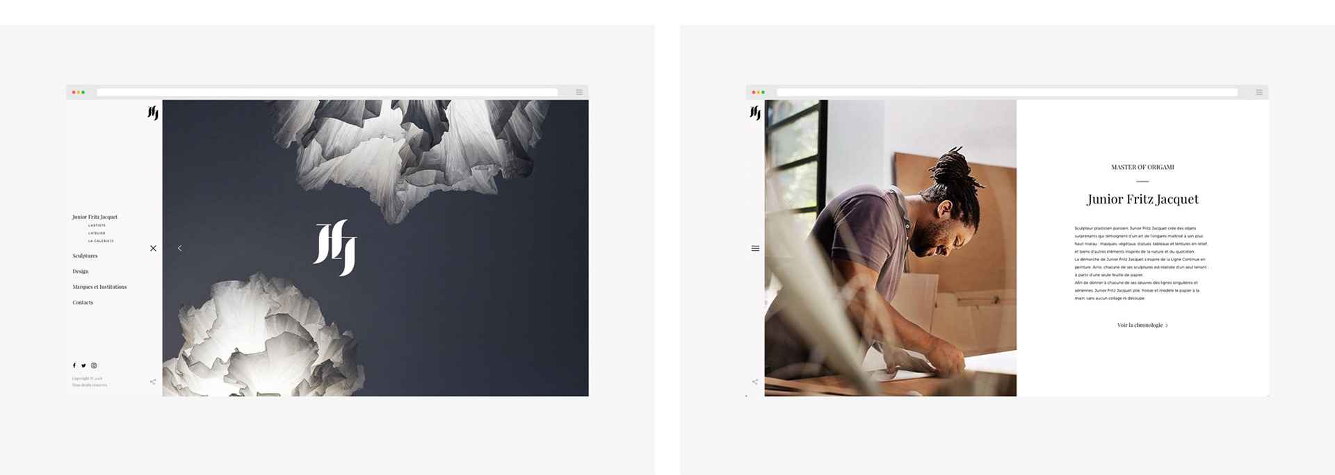 JFJ / Client: Junior Fritz Jacquet Art Direction, User Interface, Responsive & Mobile