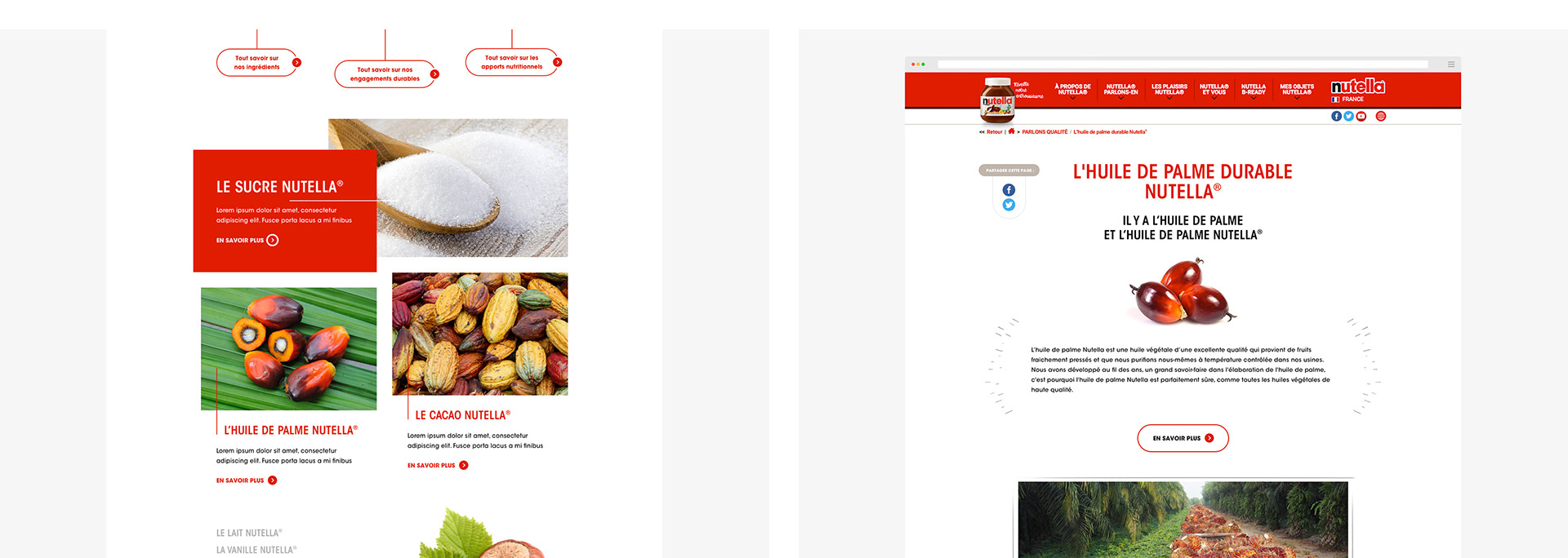Parlons qualité / Client: Nutella w/ BETC / Art Direction, User Interface, Responsive & Mobile