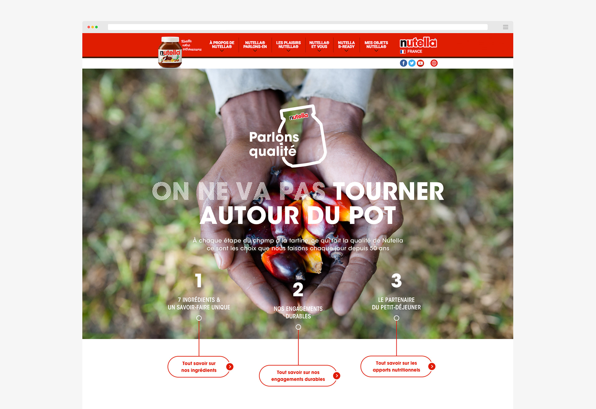 Parlons qualité / Client: Nutella w/ BETC / Art Direction, User Interface, Responsive & Mobile