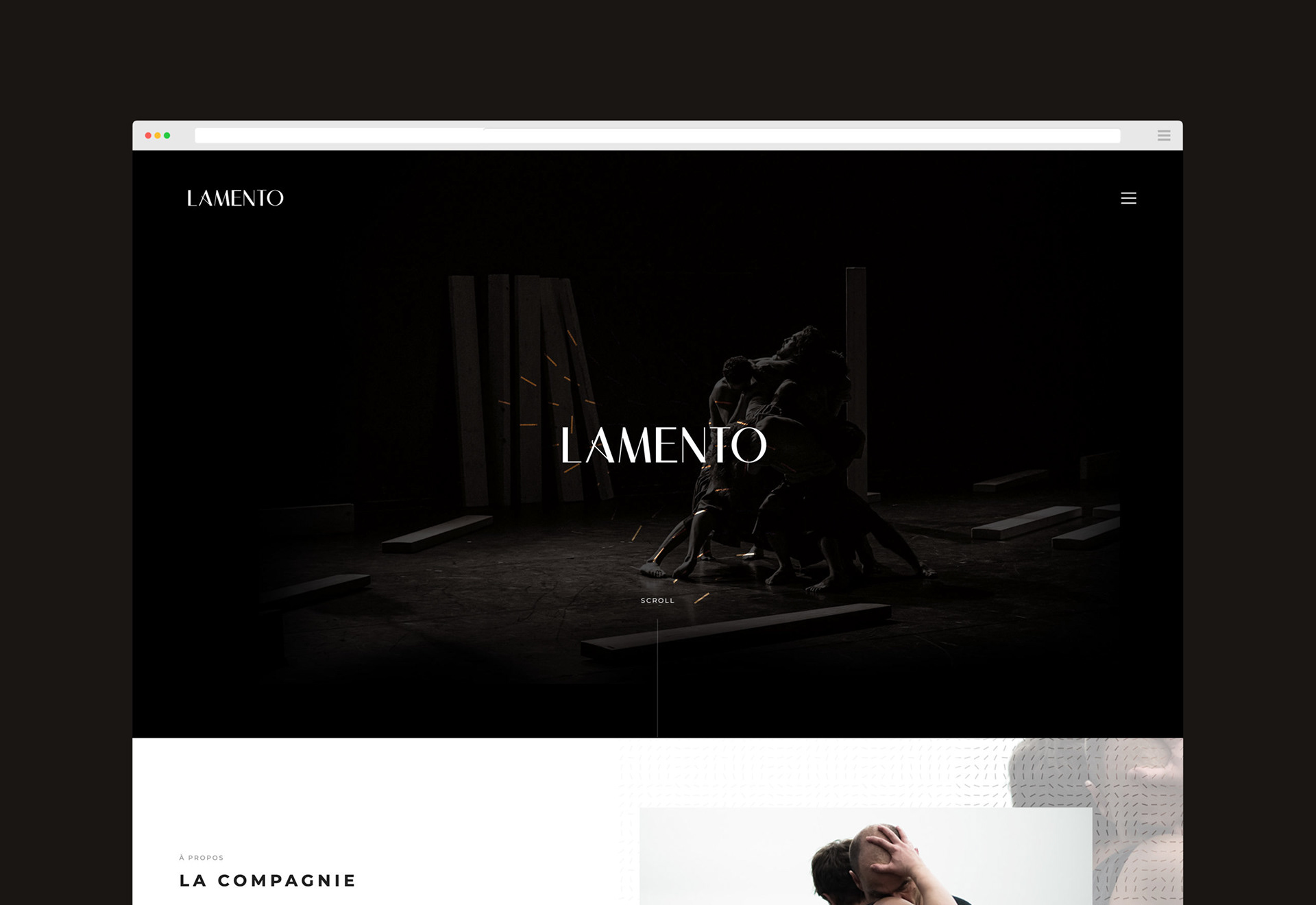 Lamento / Client: Cie Lamento / Art Direction, User Interface, Responsive & Mobile