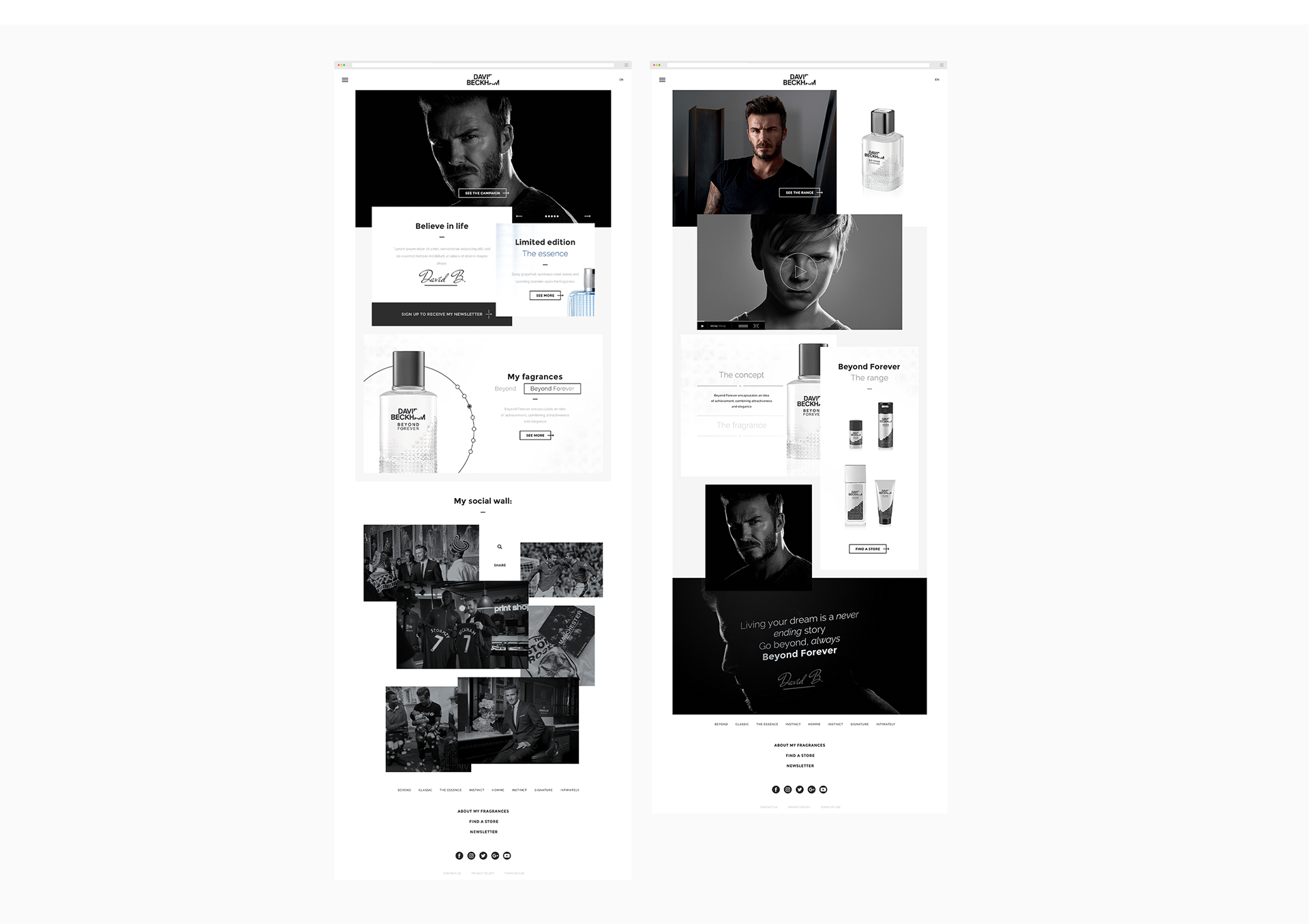 David Beckham / Client: Coty w/ Agence Downtown / Art Direction, User Interface, Responsive & Mobile