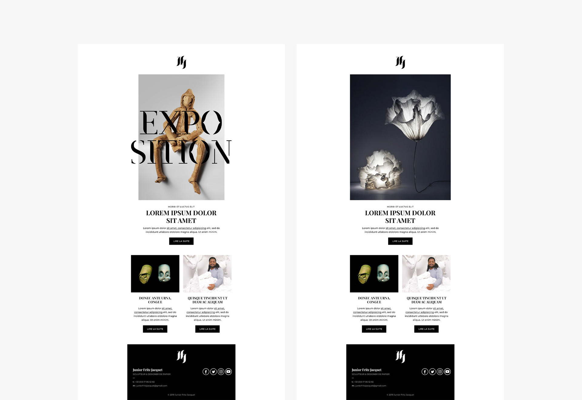 JFJ / Client: Junior Fritz Jacquet Art Direction, User Interface, Responsive & Mobile