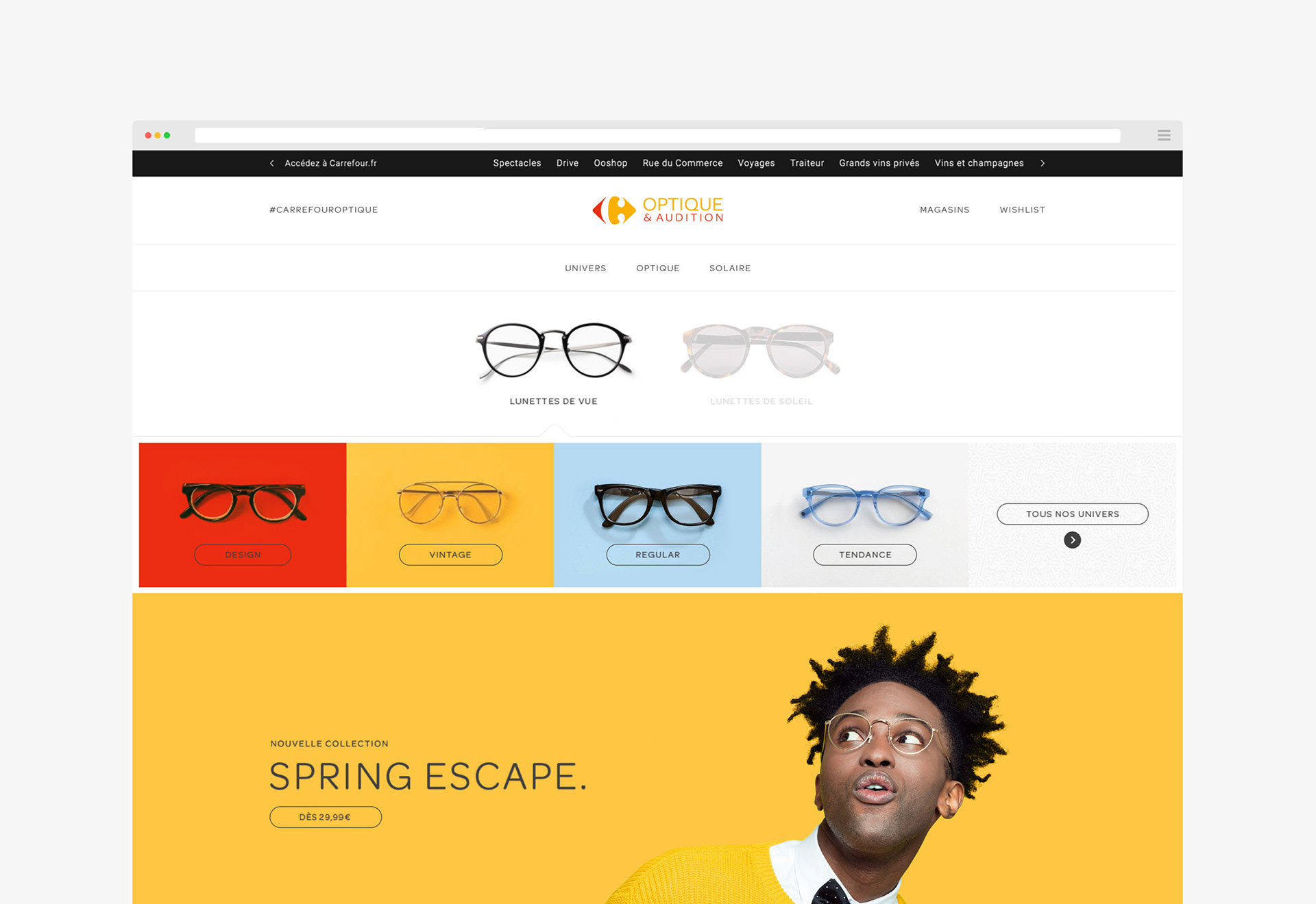 Carrefour Optique / Client: Carrefour Optique w/ Zento / Art Direction, User Interface, Responsive & Mobile