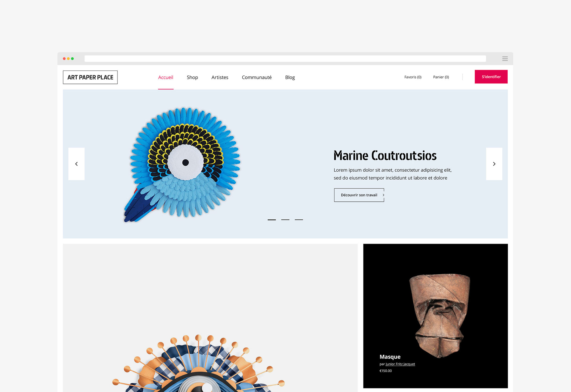 Art Paper Place / Client: Junior Fritz Jacquet / Art Direction, User Interface