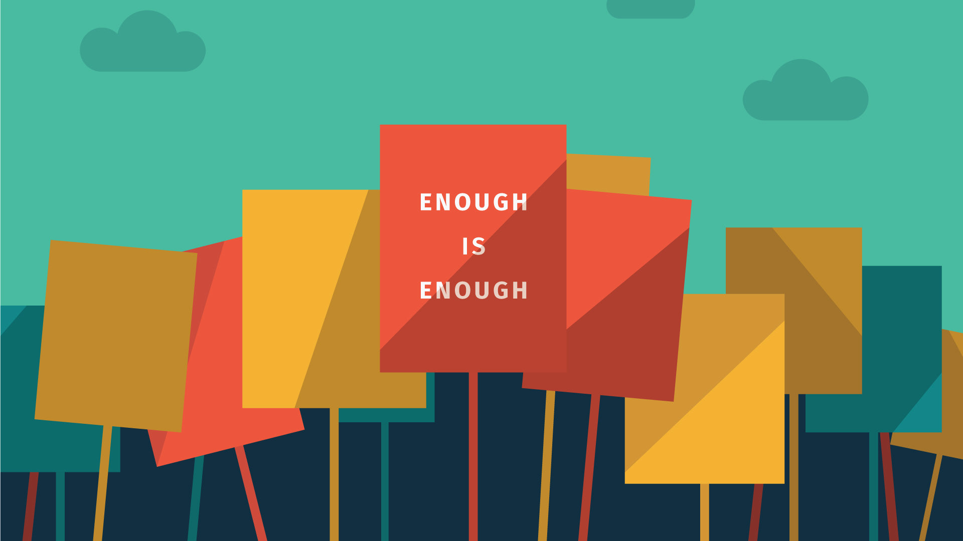 Graphic for a march. Still from a motion graphic