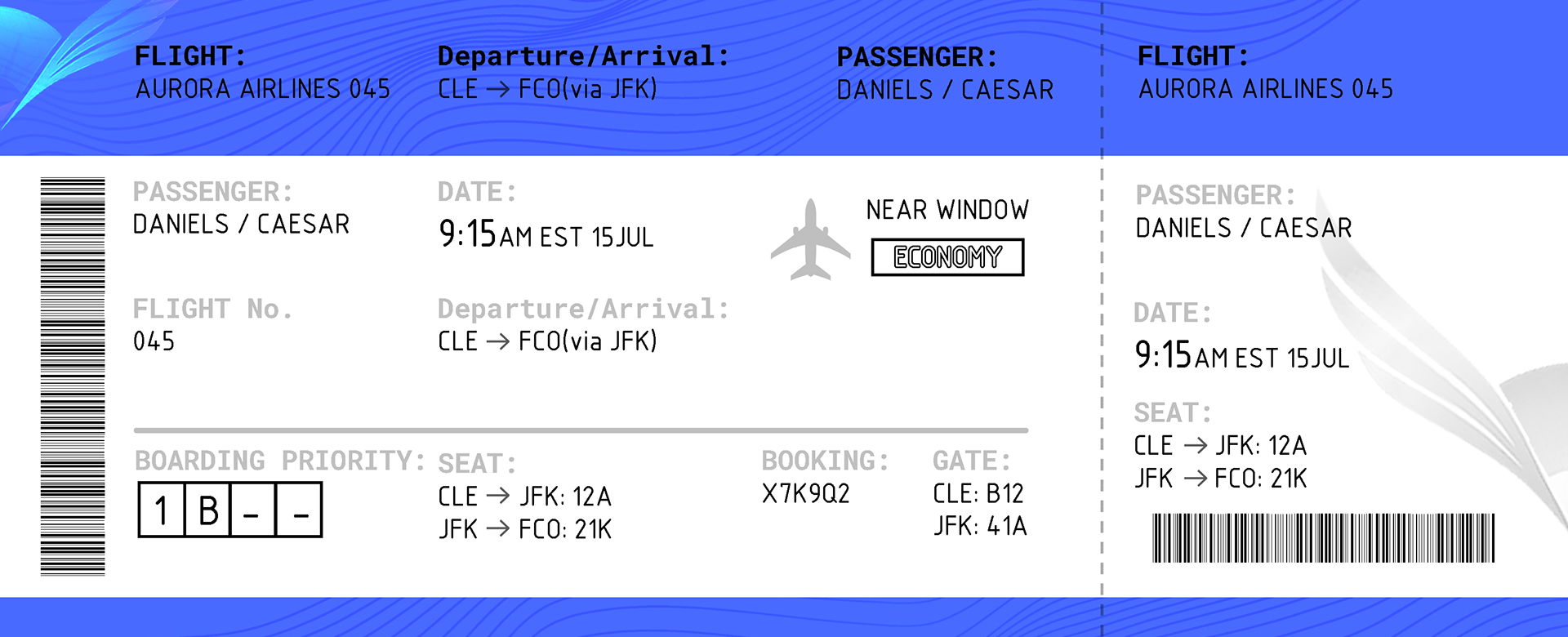 Plane ticket prop made for "A Bed of Lilies"