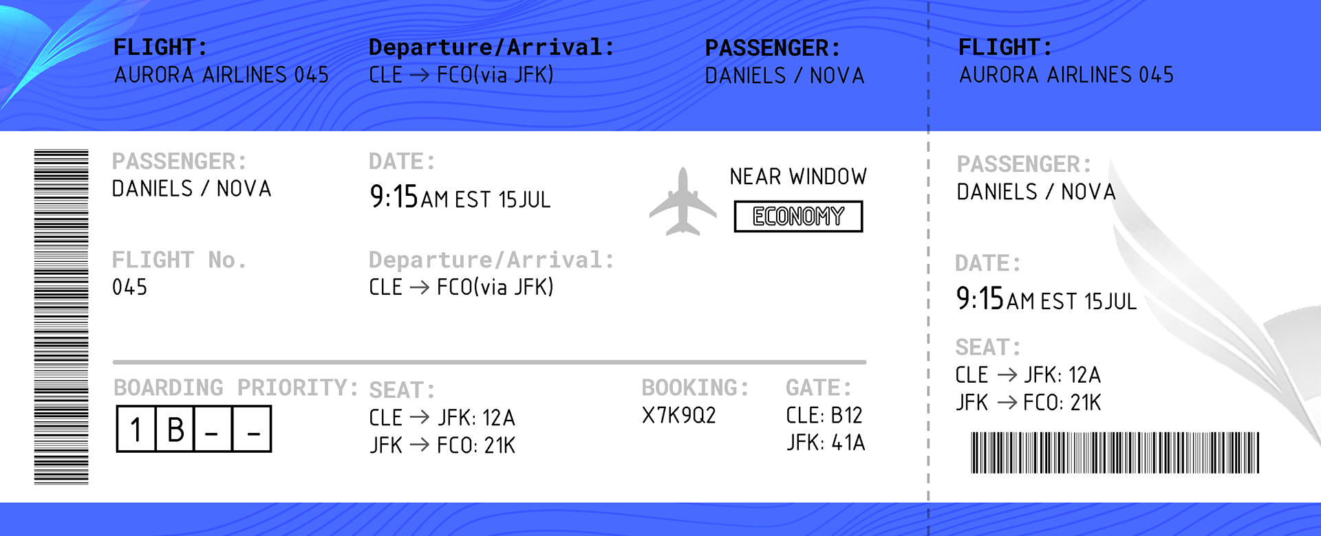 Paper Prop - Plane Ticket