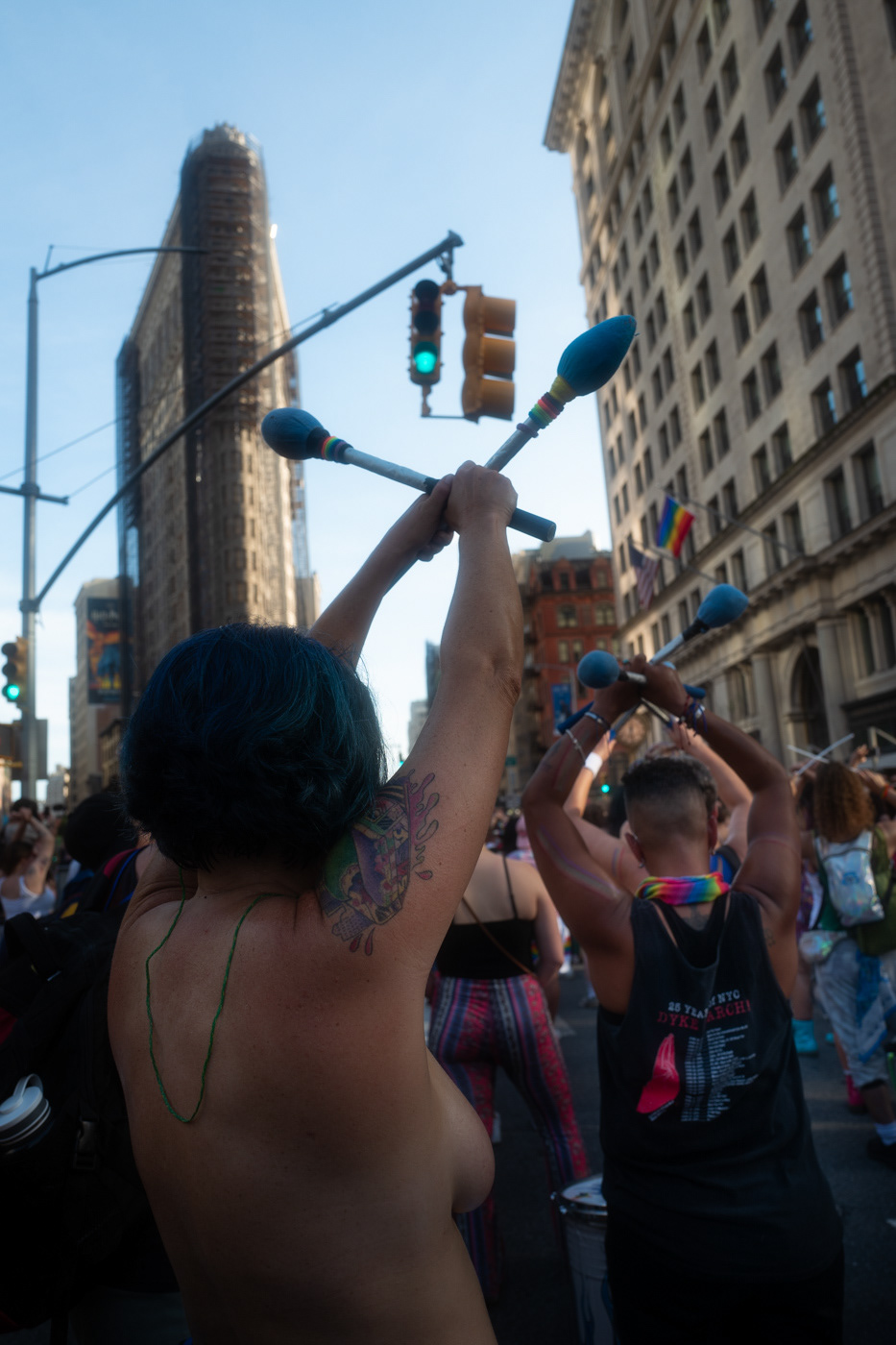 5th Avenue and 23rd Street, NYC. A moment of silence for black trans lives lost.