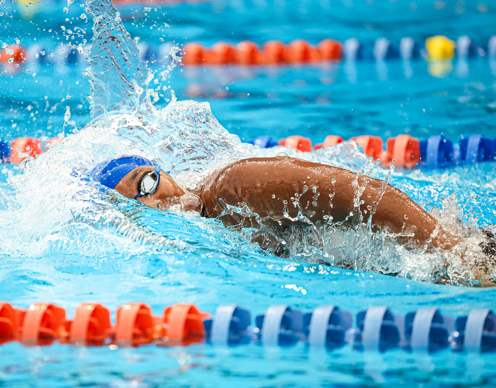during the Gators' meet against the Cavaliers on Friday, October 10, 2025 at the Stephen C. O’Connell Center Natatorium in Gainesville, FL / UAA Communications photo by Morgan Hurd