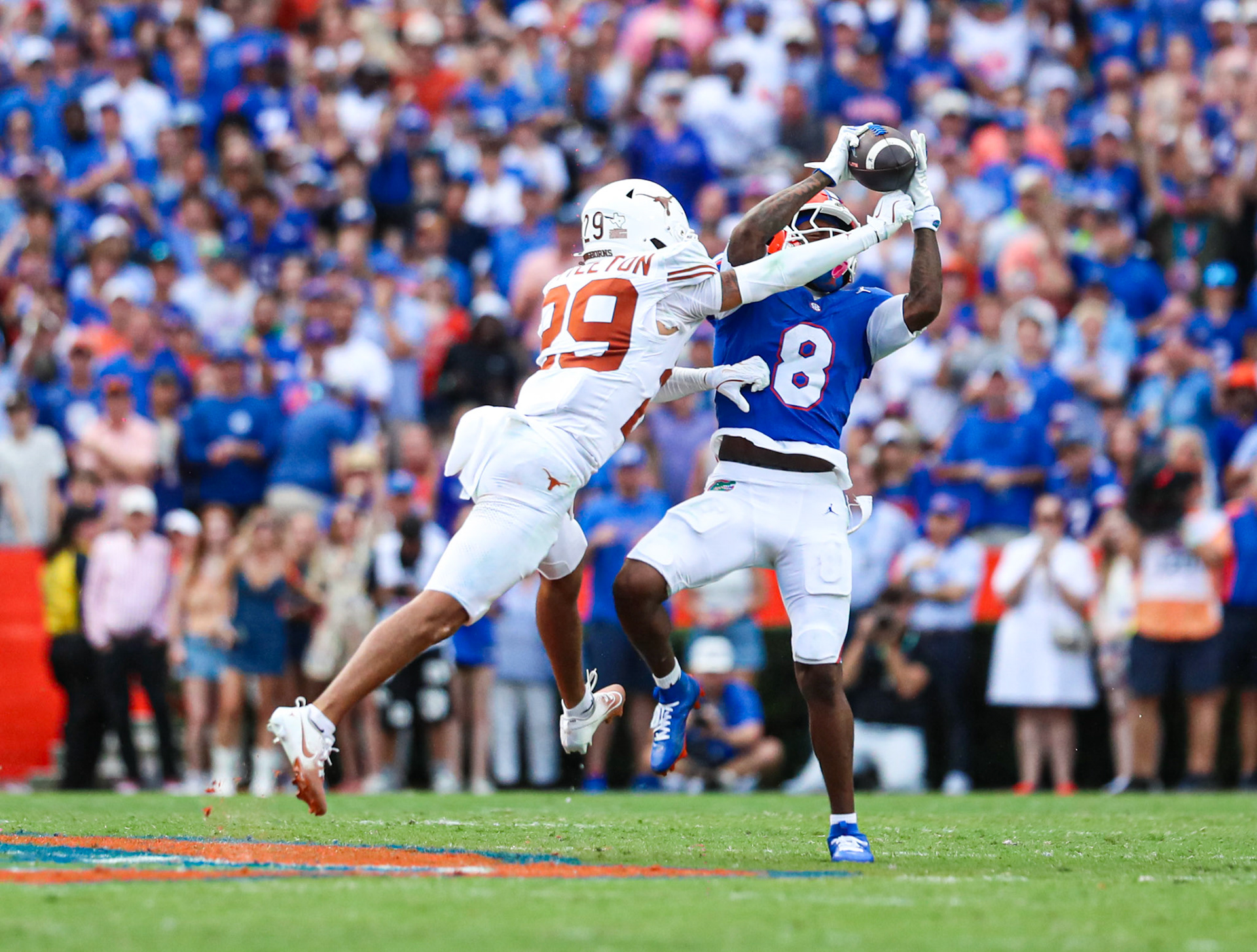 during the Gators' game against the Longhorns on Saturday, October 4, 2025 at Ben Hill Griffin Stadium in Gainesville, Fla. / UAA Communications photo by Morgan Hurd