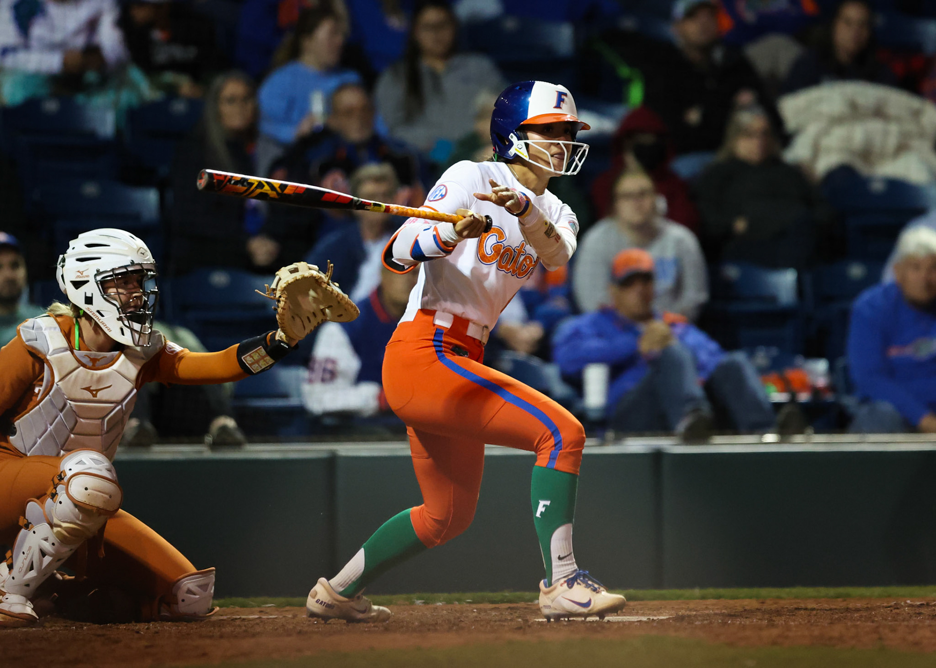 during the Gators' game against the Longhorns on Monday, March 17, 2025 at Katie Seashole Pressly Softball Stadium in Gainesville, FL / UAA Communications photo by Morgan Hurd