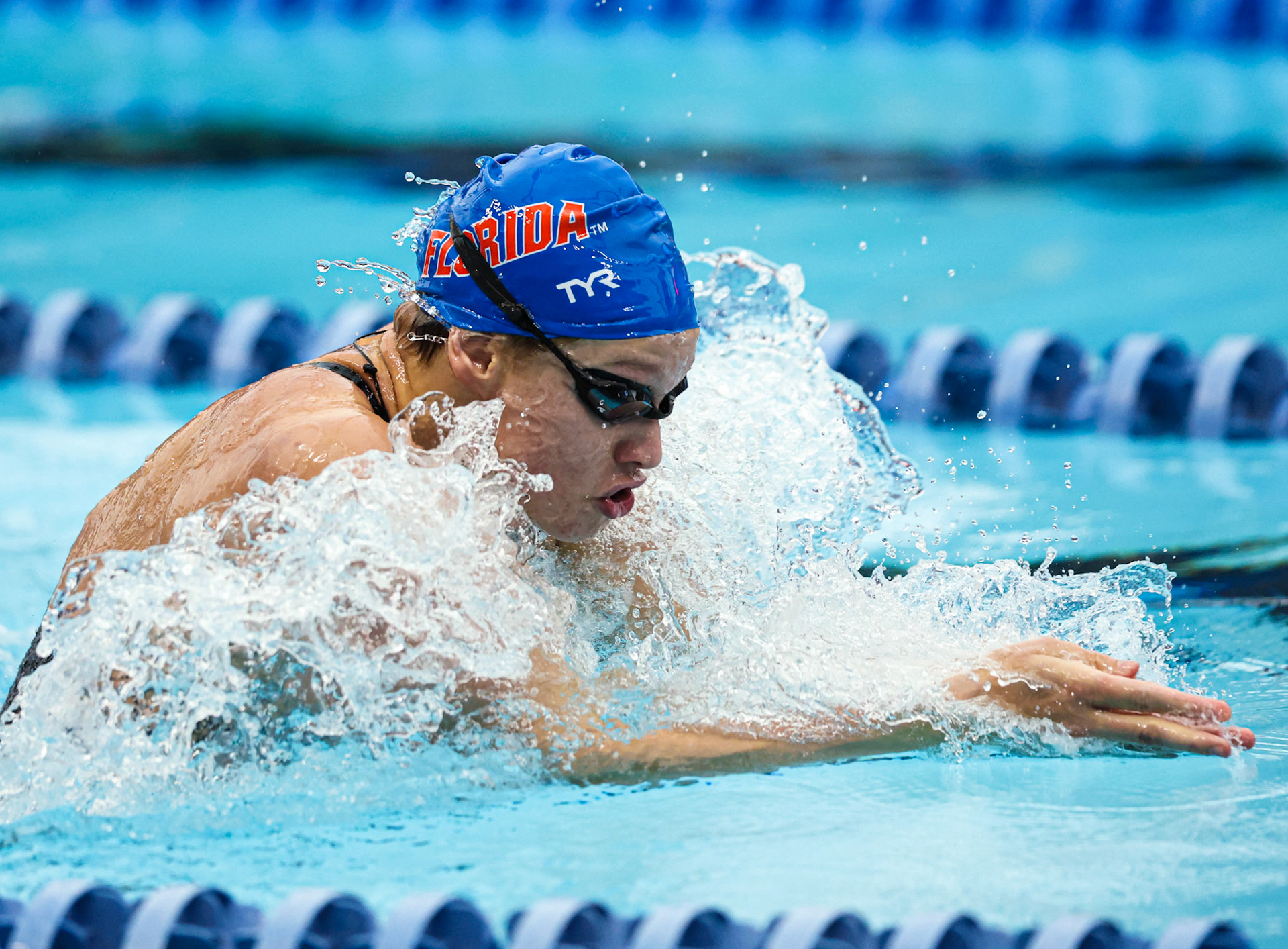 during the Gators' meet against the Cavaliers on Friday, October 10, 2025 at the Stephen C. O’Connell Center Natatorium in Gainesville, FL / UAA Communications photo by Morgan Hurd