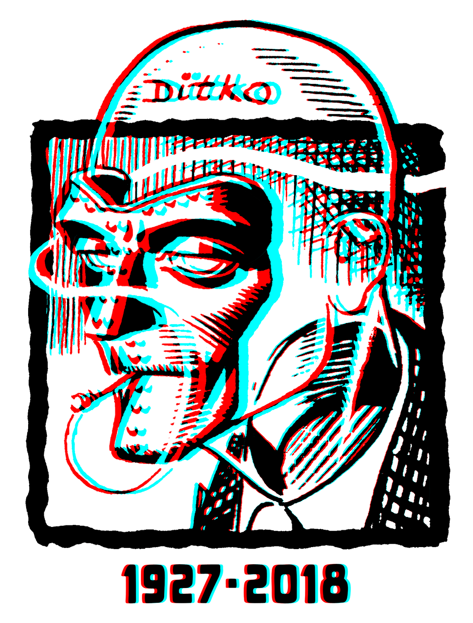 Tribute 3D image. Artist Steve Ditko