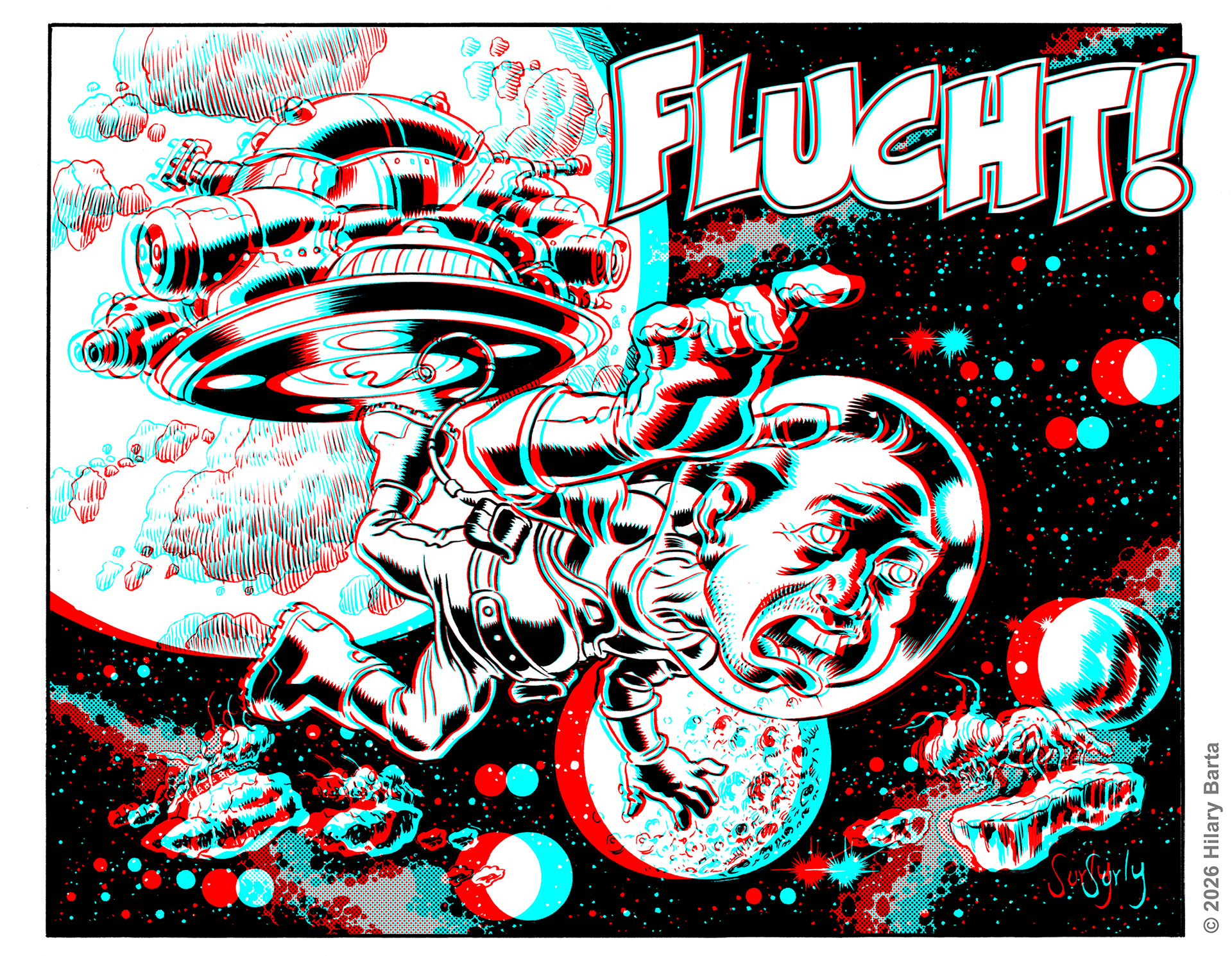 Panel from "Flucht!" by Hilary Barta
