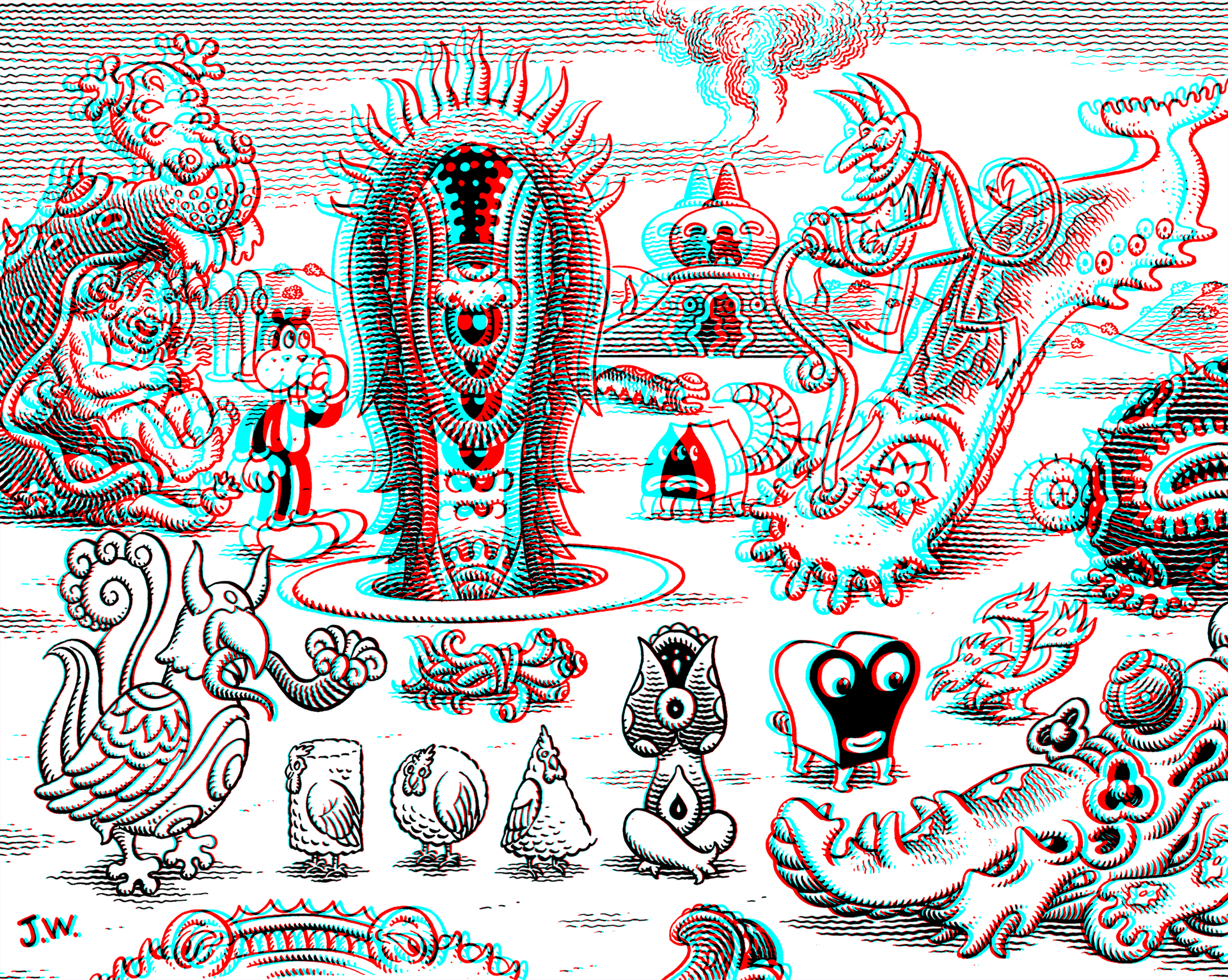 Page from "Frank in the 3rd Dimension"  Art by Jim Woodring