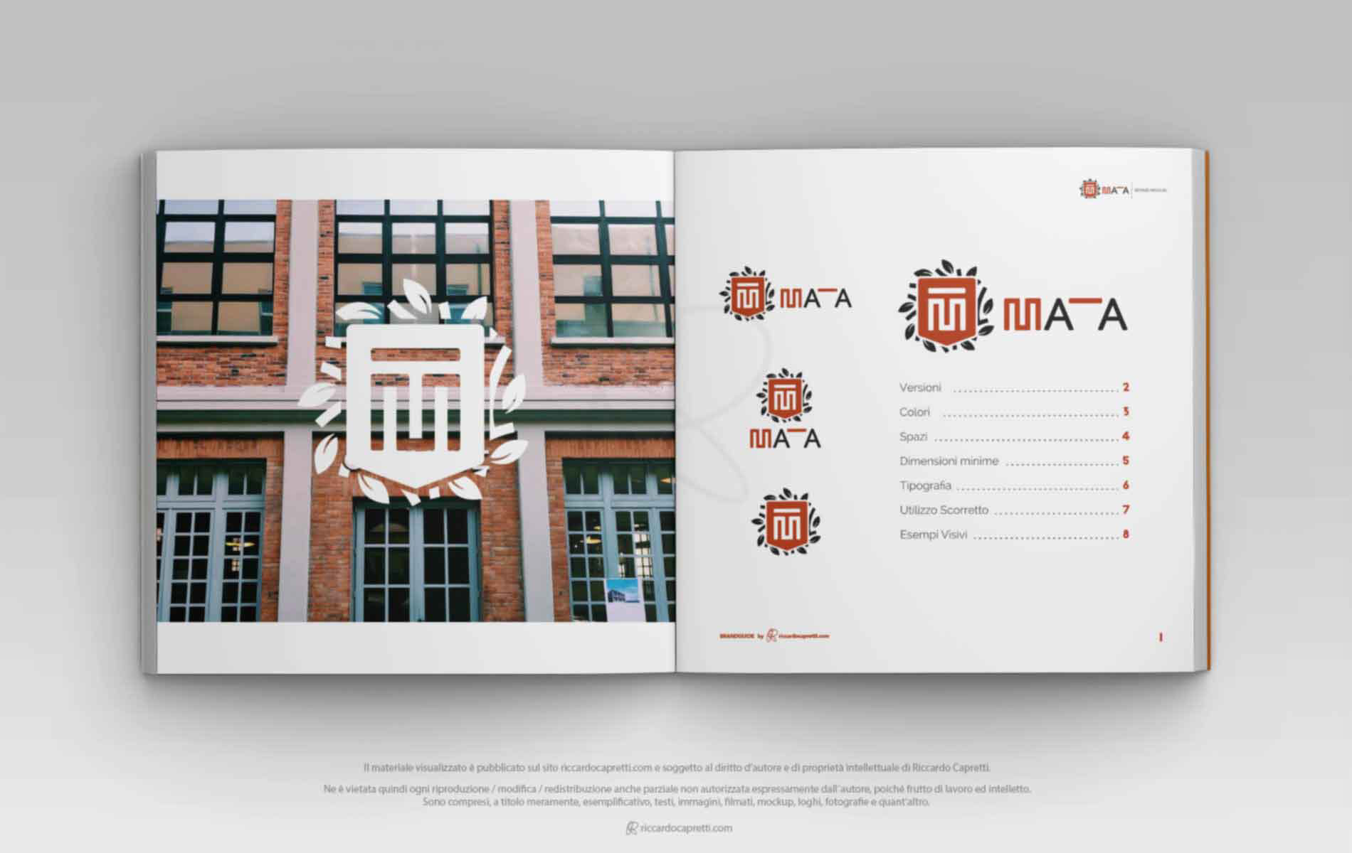 Rivista Libro aperto con una Brand Identity e logo realizzato da Riccardo Capretti