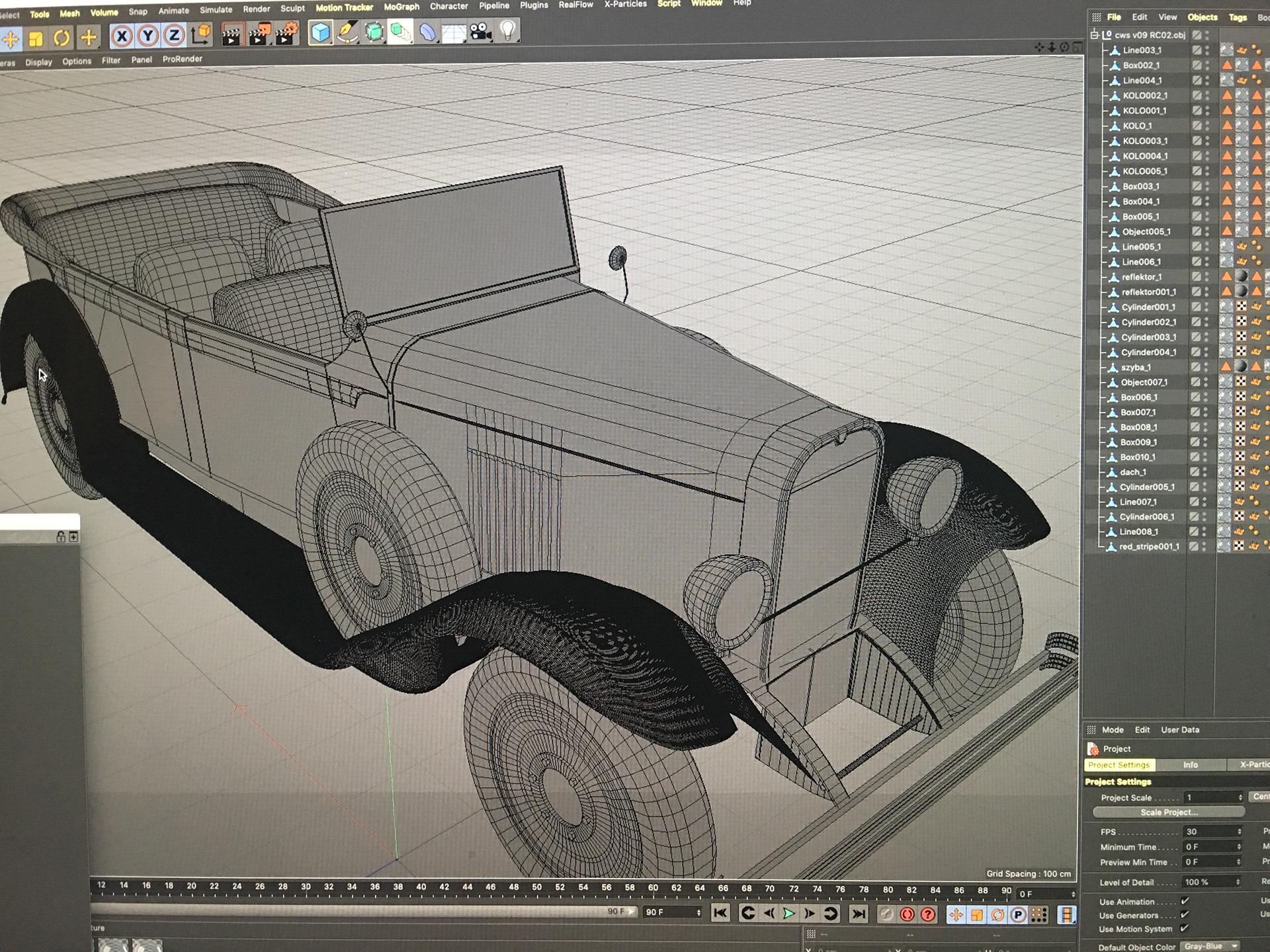 Old car, 3D scene