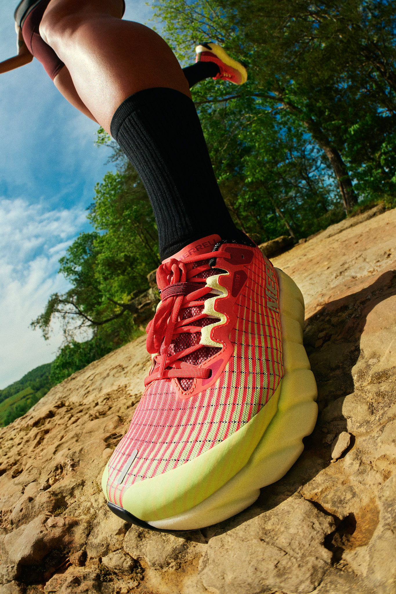 Close-up promotional shot from Merrell’s campaign, enhanced with high-end post-production.