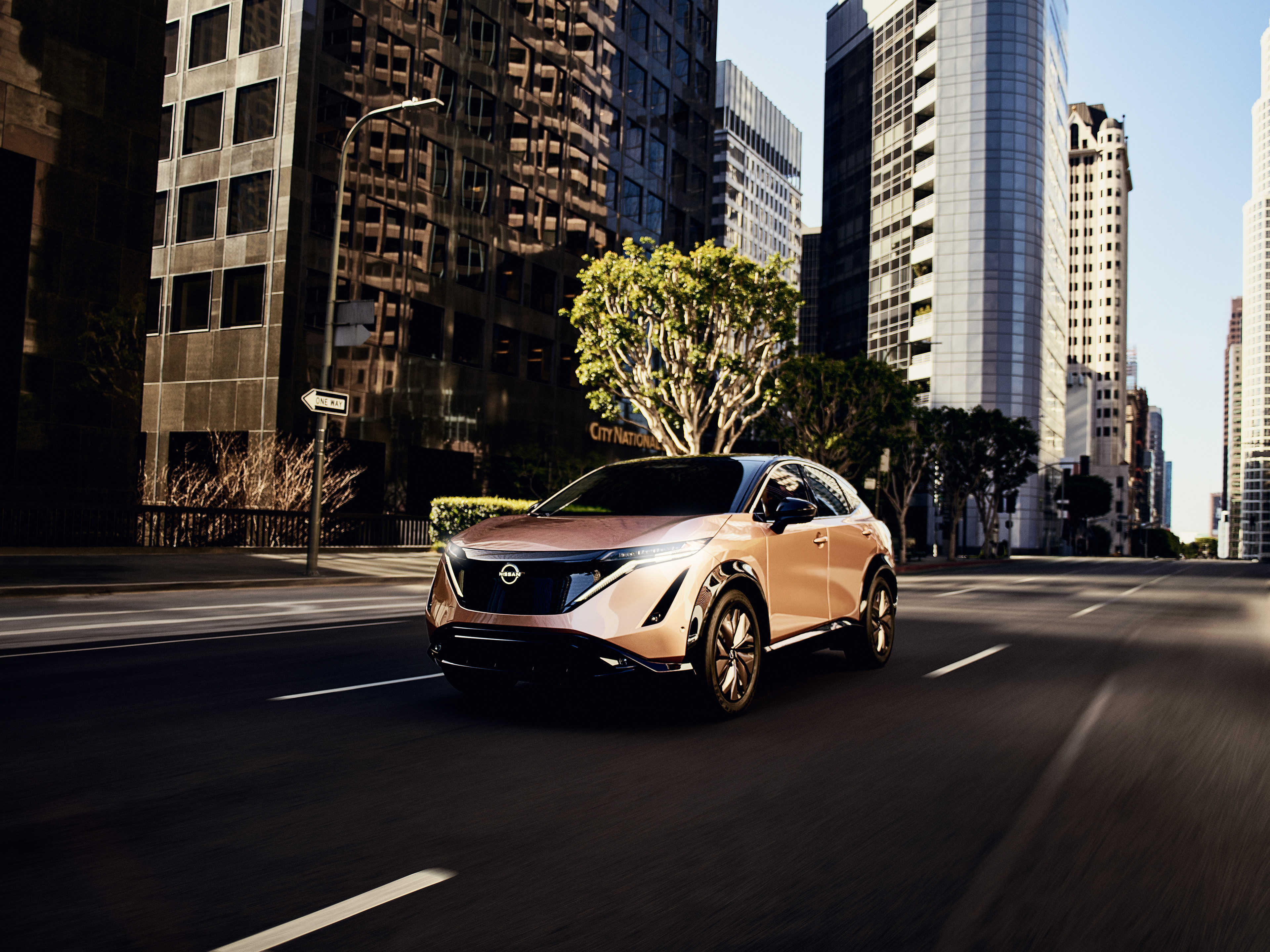 Cinematic automotive imagery featuring Nissan Ariya, digitally enhanced by 33Post.