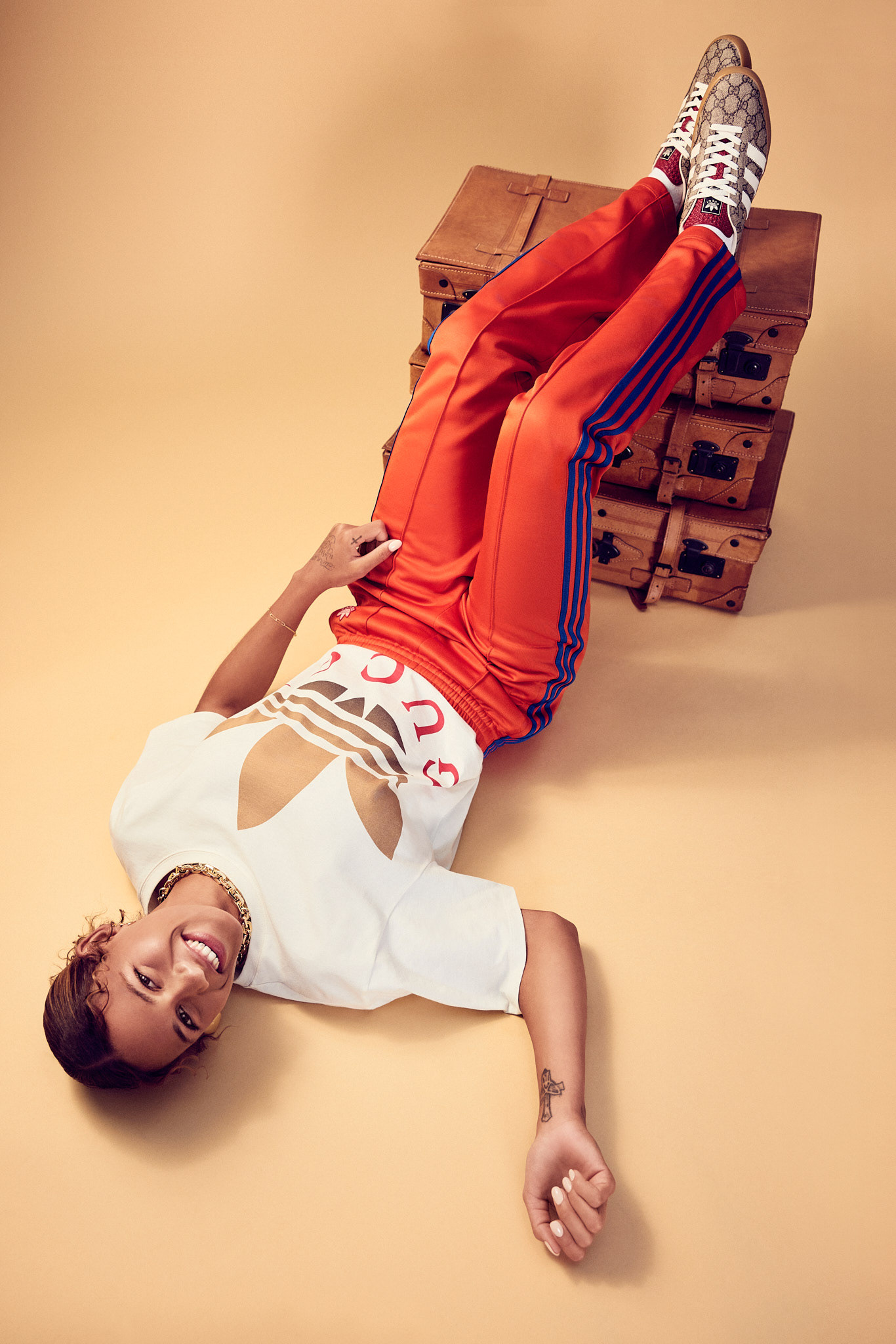 Gucci x Adidas with Trinity Rodman American Soccer Player Gucci Design with Adidas collabration
