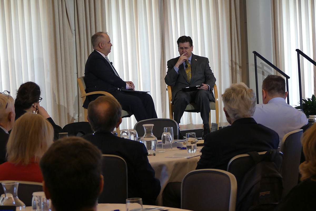 Mike Consedine, CEO, National Association of Insurance Commissioners talking to Dean Cameron, Director, Idaho Insurance Department and President, National Association of Insurance Commissioners