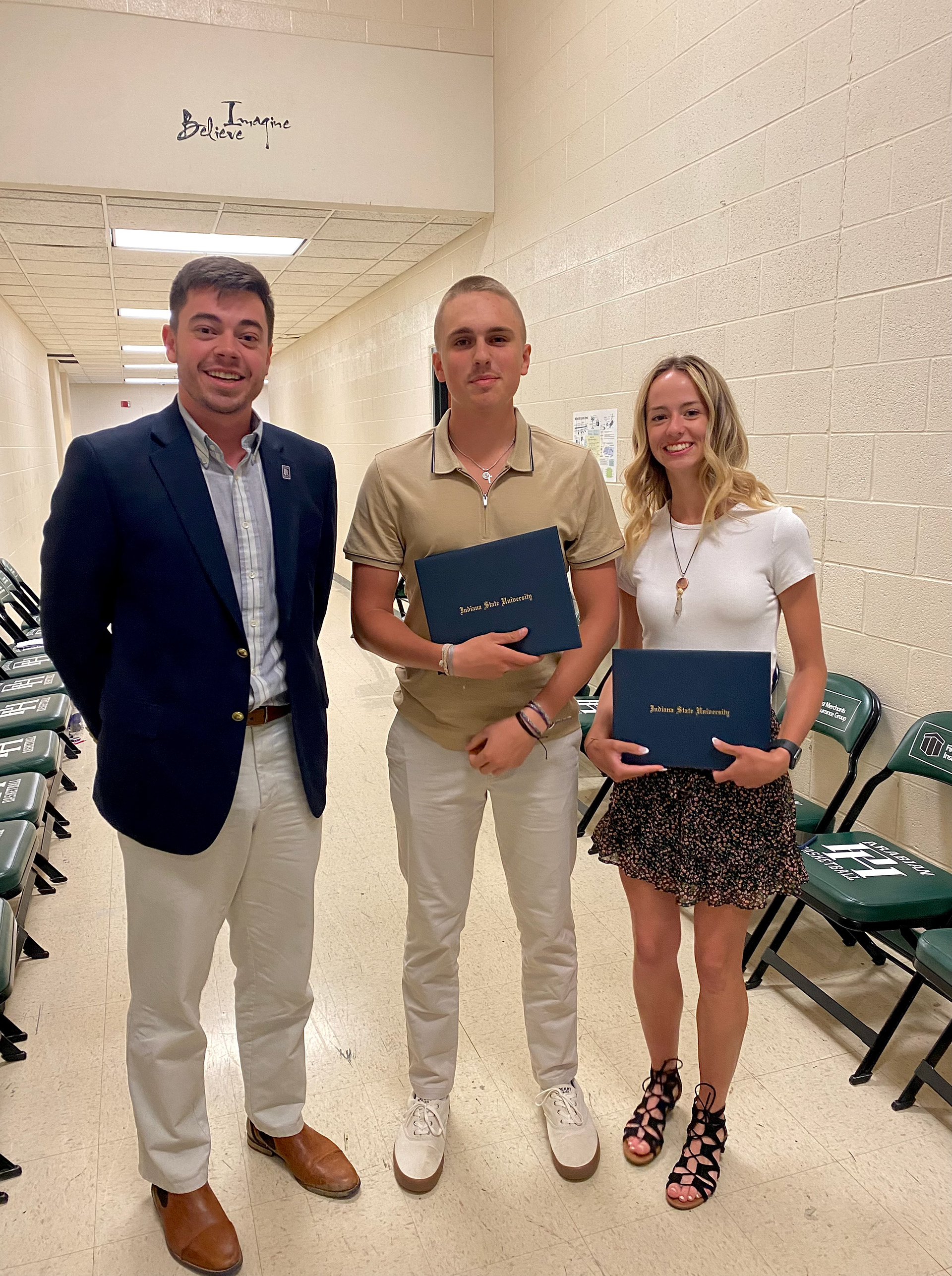 Ryan Stenger '19 with Networks Scholarship awardees Jase Souders and Faith Bluel