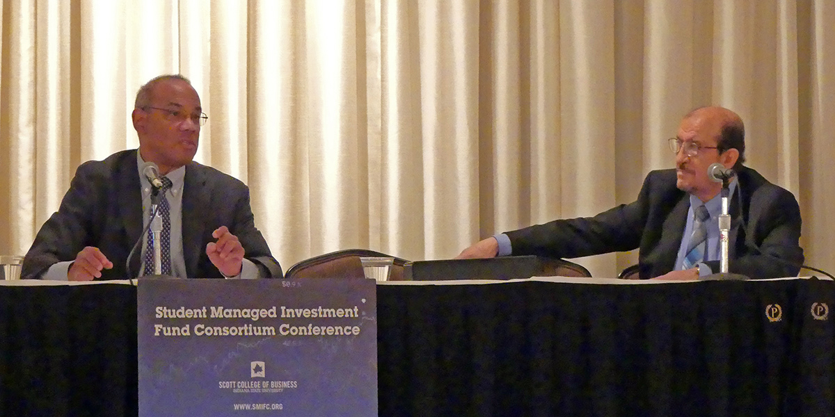 John W. Rogers, Jr. Chairman & Co-CEO, Ariel Investments and Dr. Tarek Zaher, Professor of Finance/Co-Founder and Managing Director of SMIFC, Scott College of Business, Indiana State University
