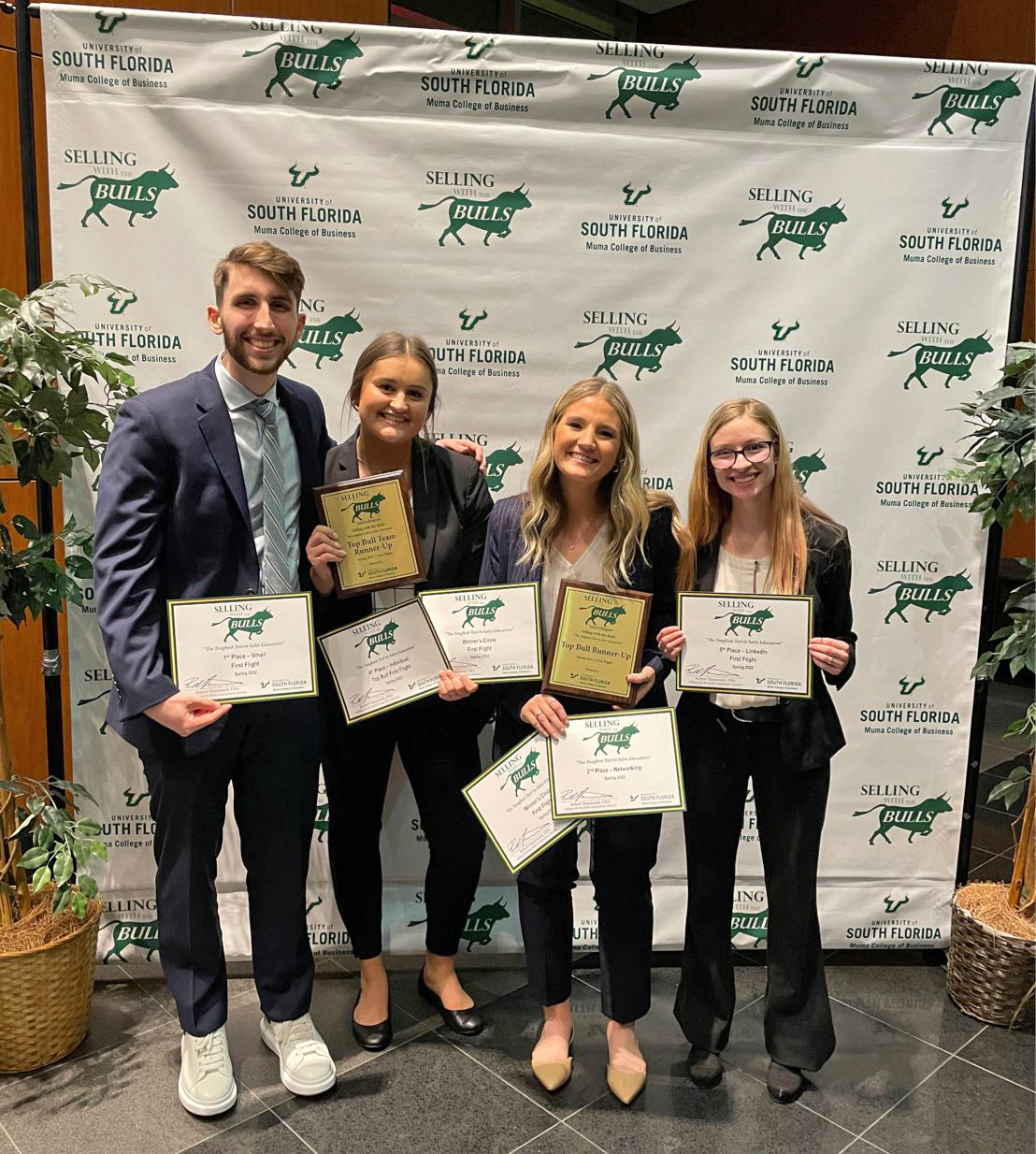Winning team members Connor Lash, Natalie Mauk, Hannah Rickett and Rachel Hildebrand