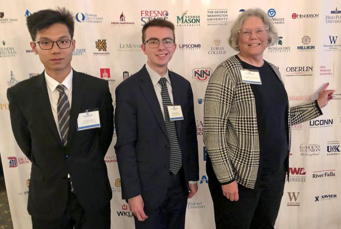 Ohio Wesleyan University: Jeremy Dao ’24 (from left), Kolby Brock ’23, and professor Barbara MacLeod. Photo: Kolby Brock