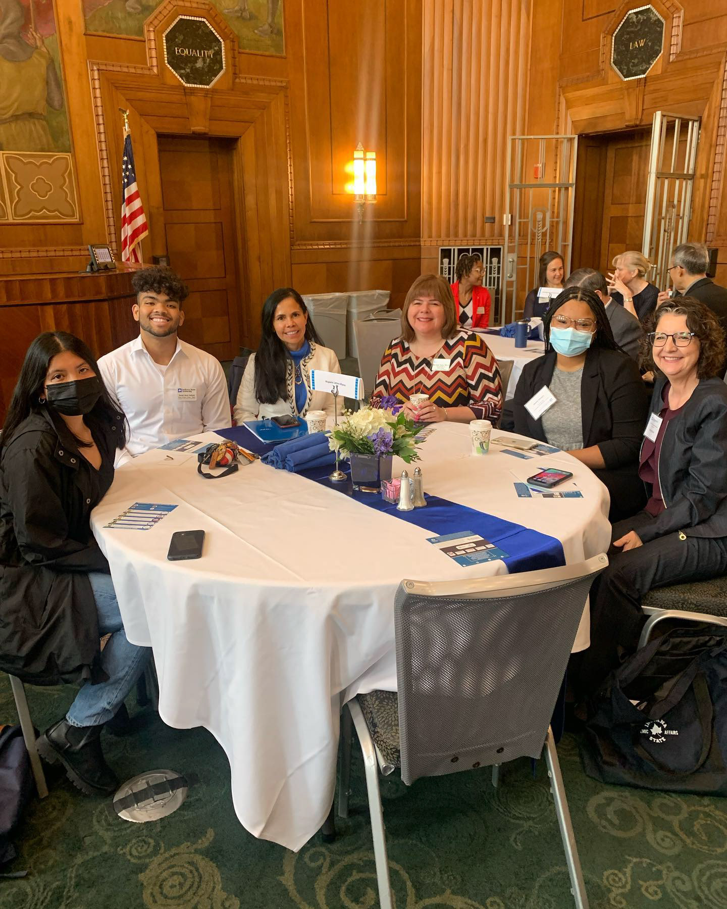 Hispanic Latino Alliance at Indiana State University advisor Dr. Campbell, Treasurer Dani Sadural and member Carla Gasper