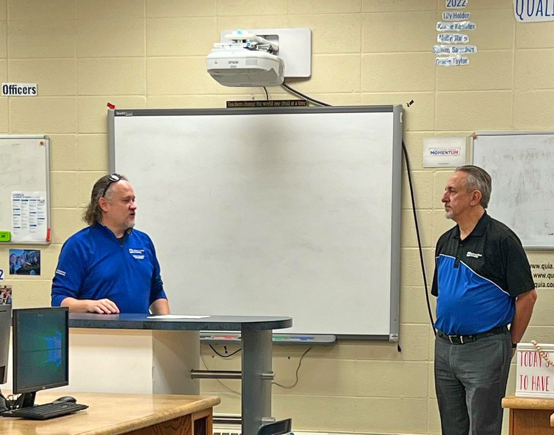 Sales and Negotiations professors Dr. David Fleming and Dr. Ricky Fergurson were recently at Terre Haute North talking to their Principles of Marketing class students.