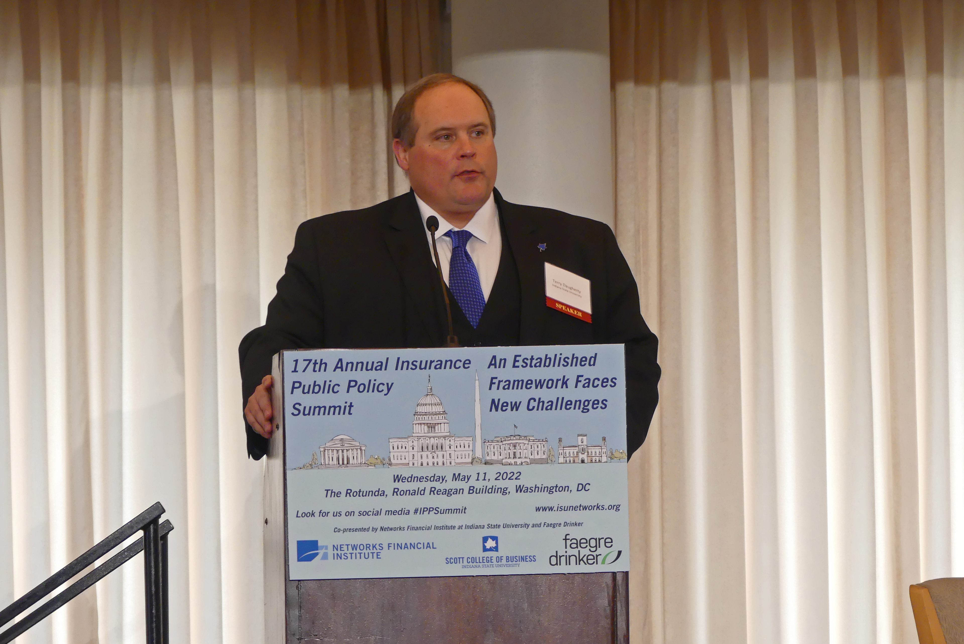 Terry Daugherty, Dean, Scott College of Business wraps up the Insurance Summit
