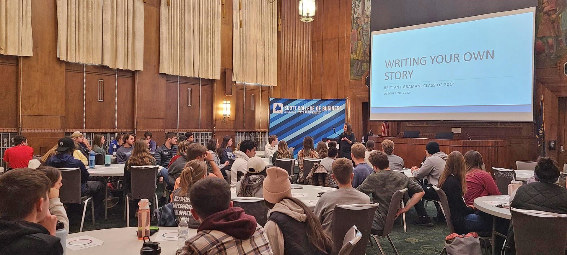 Alumna Brittany Graman from Gibson presenting "Writing Your Own Story" to Networks scholars - October 20, 2022