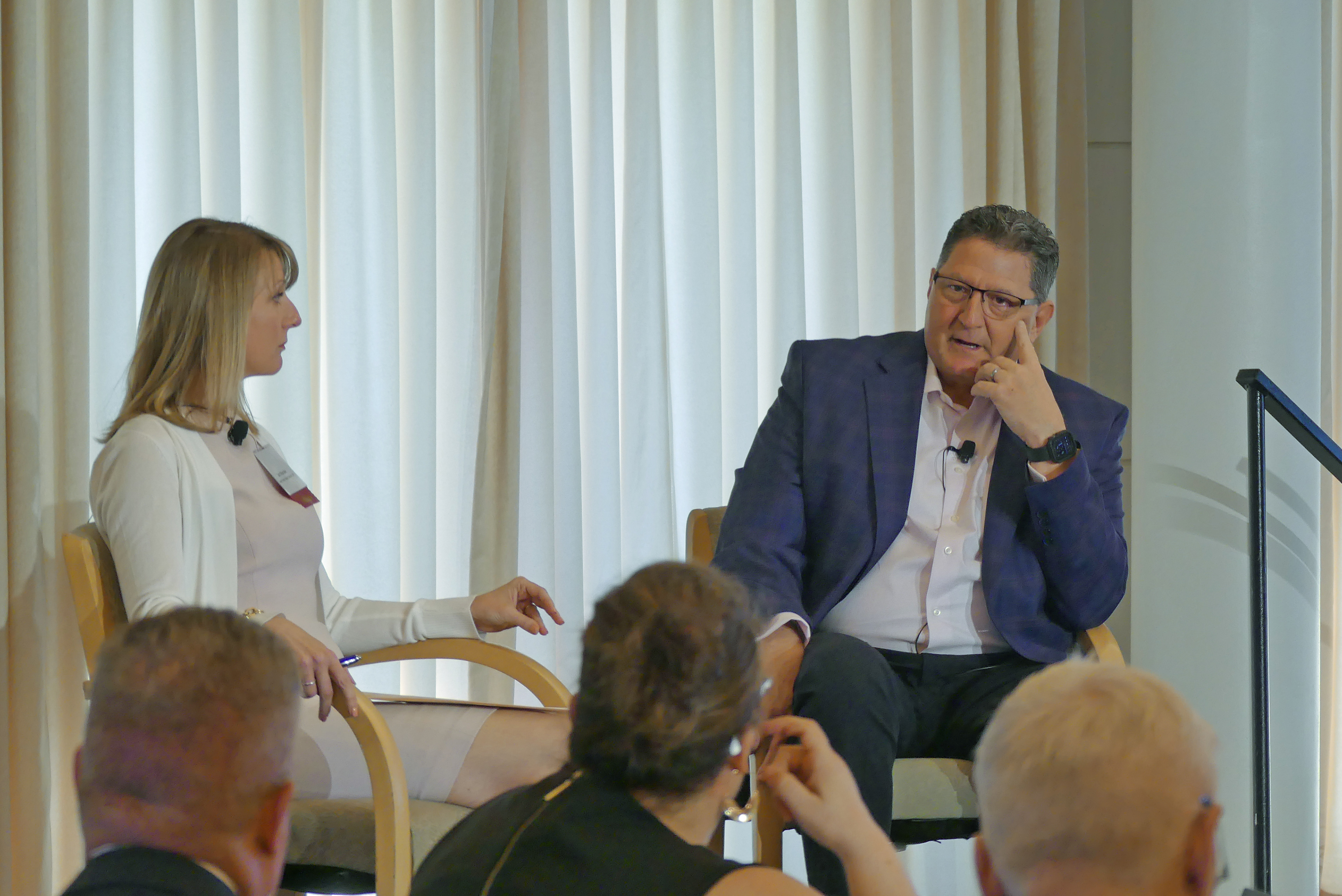 Sara Manske, Partner, Faegre Drinker talking to Tom Sullivan, Senior Associate Director, Federal Reserve Board
