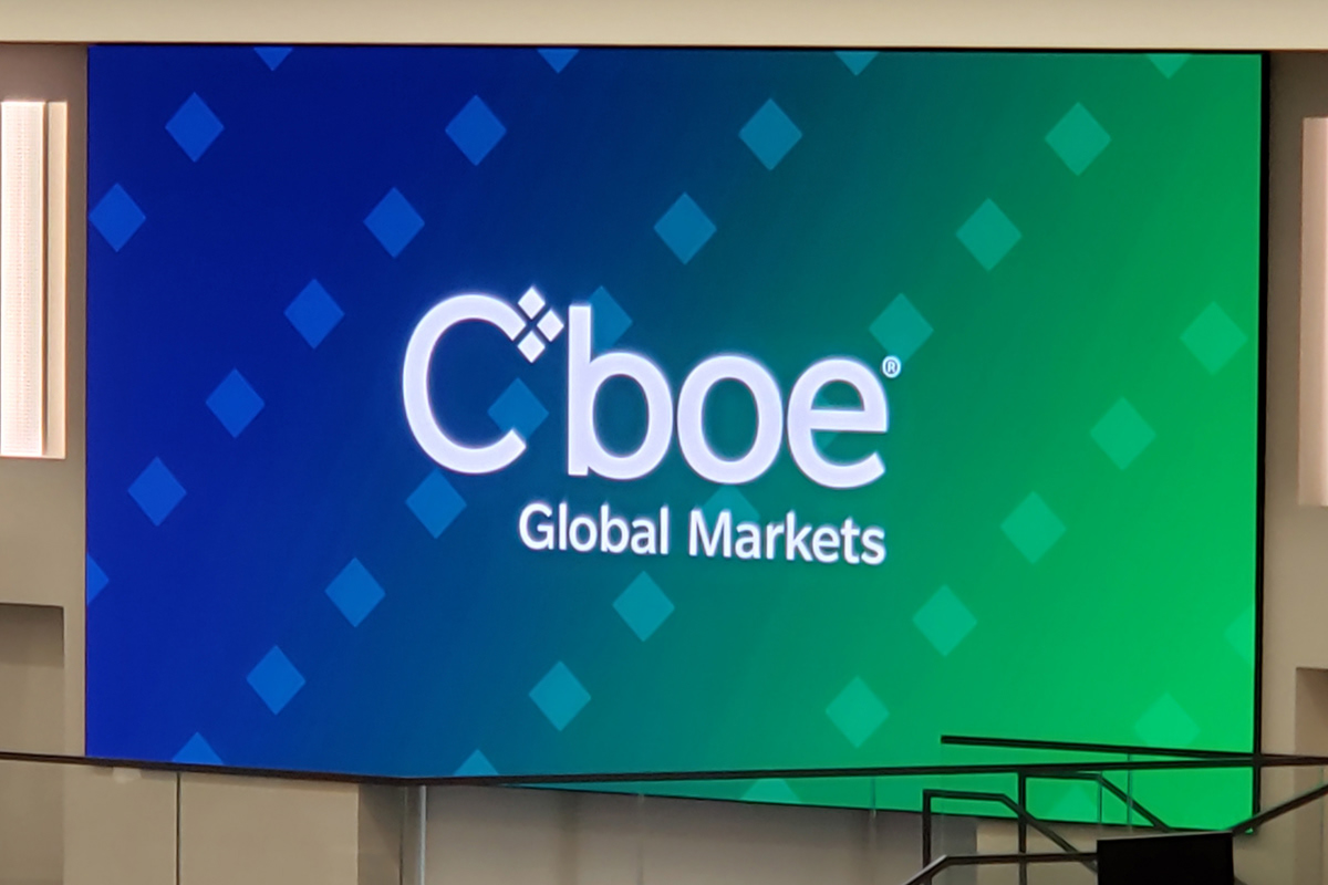 Chicago Board Options Exchange (Cboe). The day we visited, Cboe had exchanged 1,521,068,201 contracts worth $62,450,986,554