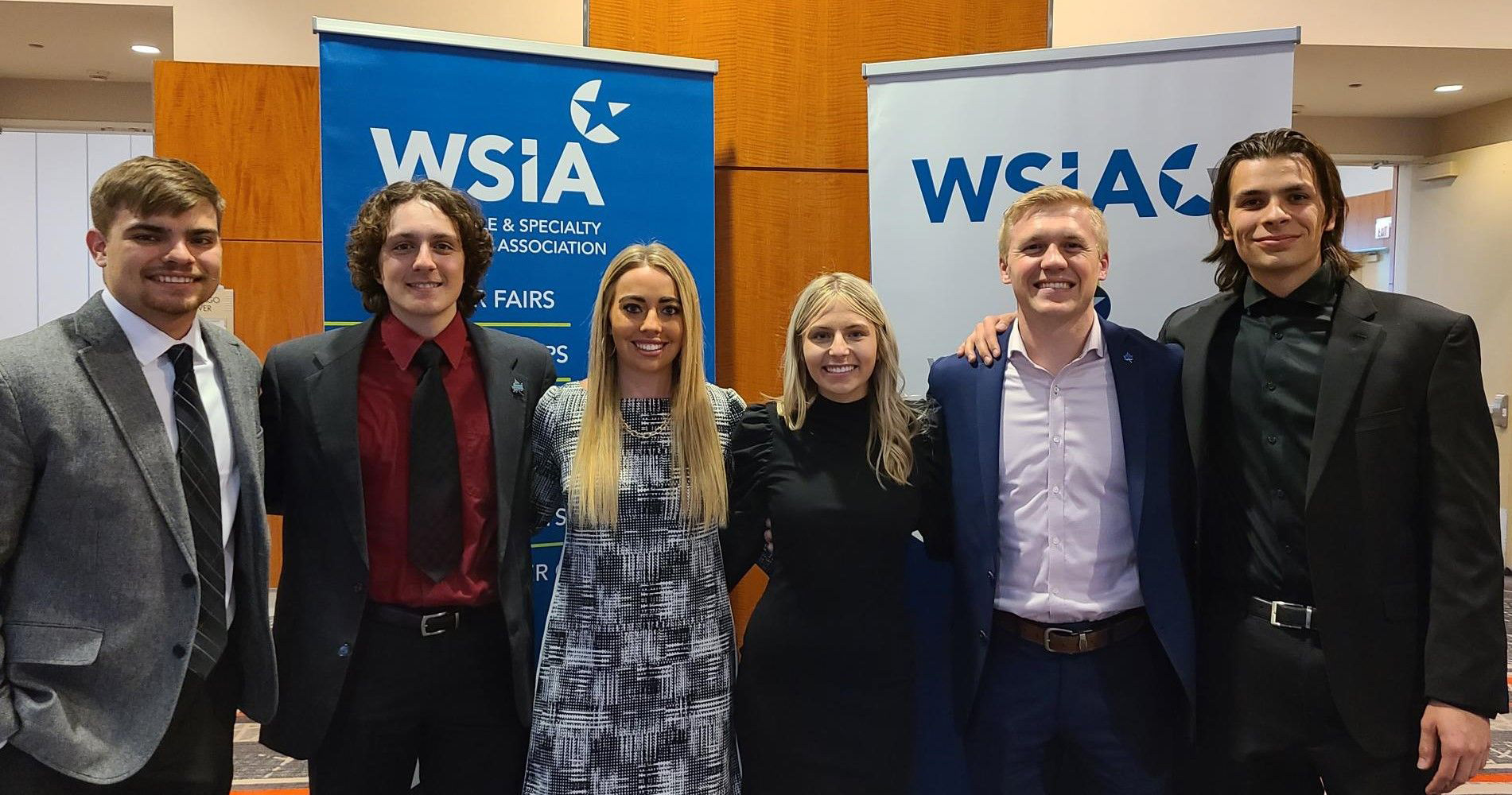 IRM students at the WSIA Symposium in Chicago, March 2022. Bryce McLeish, Kyle Koch, Anne Bowen, Julia Sonntag, Noah Heim, and Jackson Siddon