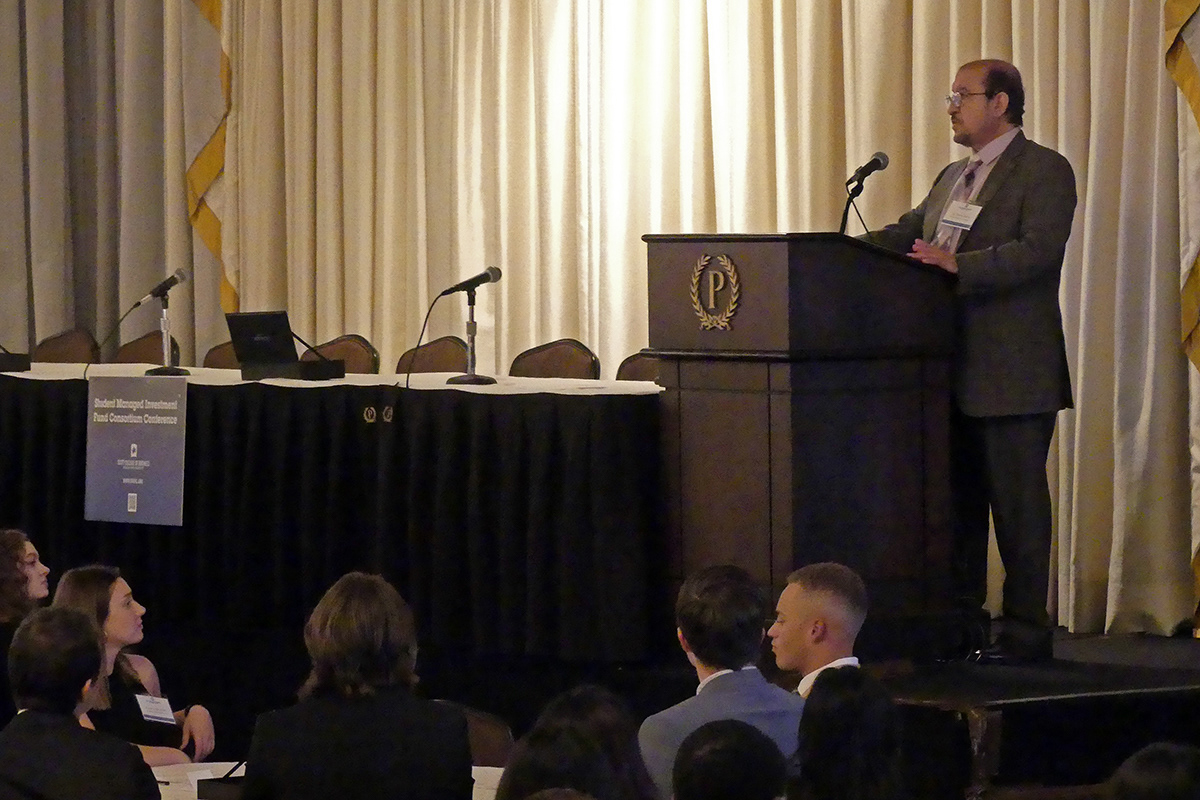 Dr. Tarek Zaher (Indiana State University), co-founder of SMIFC, making the opening remarks