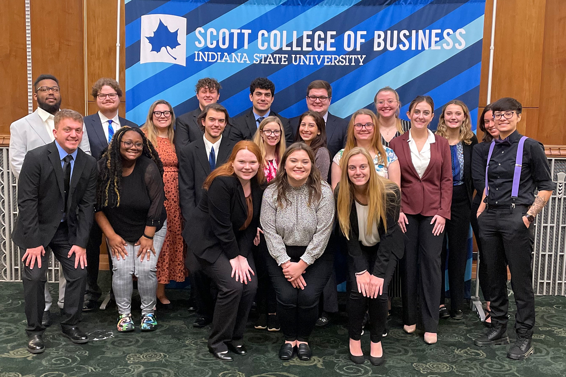 Delta Sigma Pi Chapter Rewarded The Delta Tau chapter of Delta Sigma Pi, a professional business fraternity, at Indiana State University received the Outstanding Service for a Collegiate Chapter award from their national body.