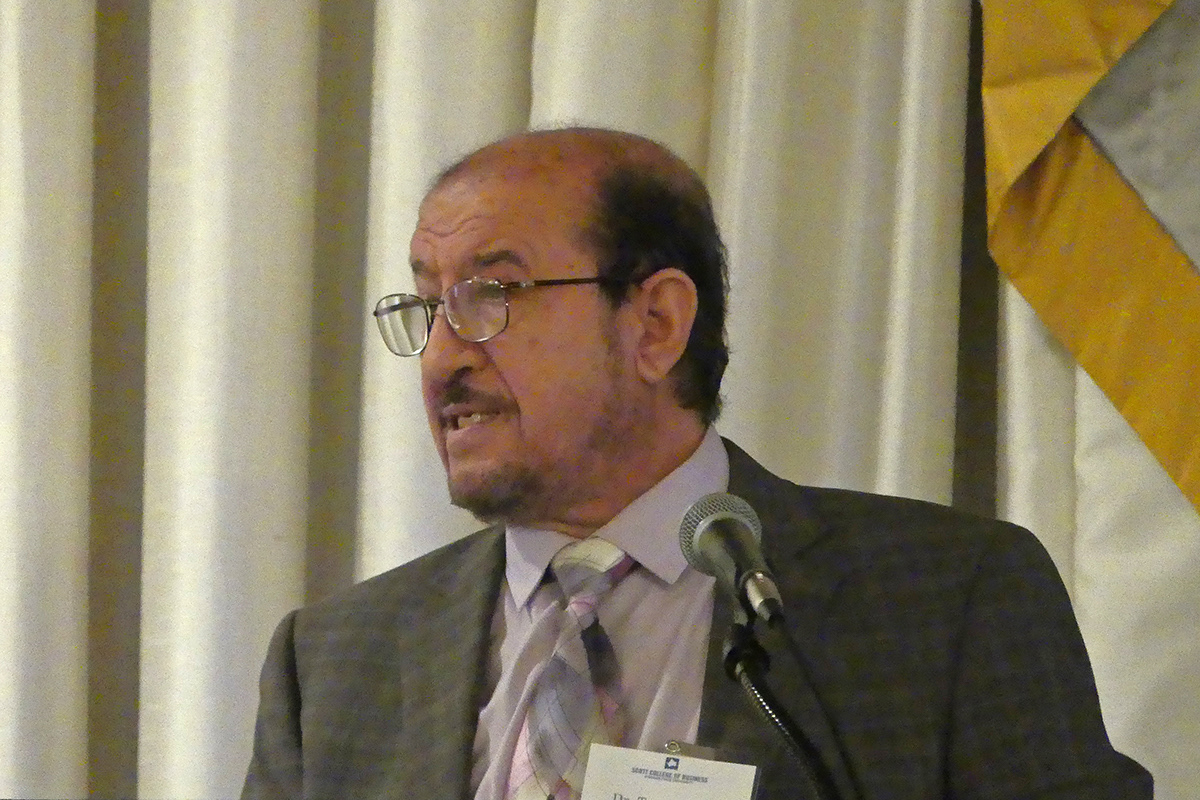 Dr. Tarek Zaher (Indiana State University), co-founder of SMIFC, making the opening remarks