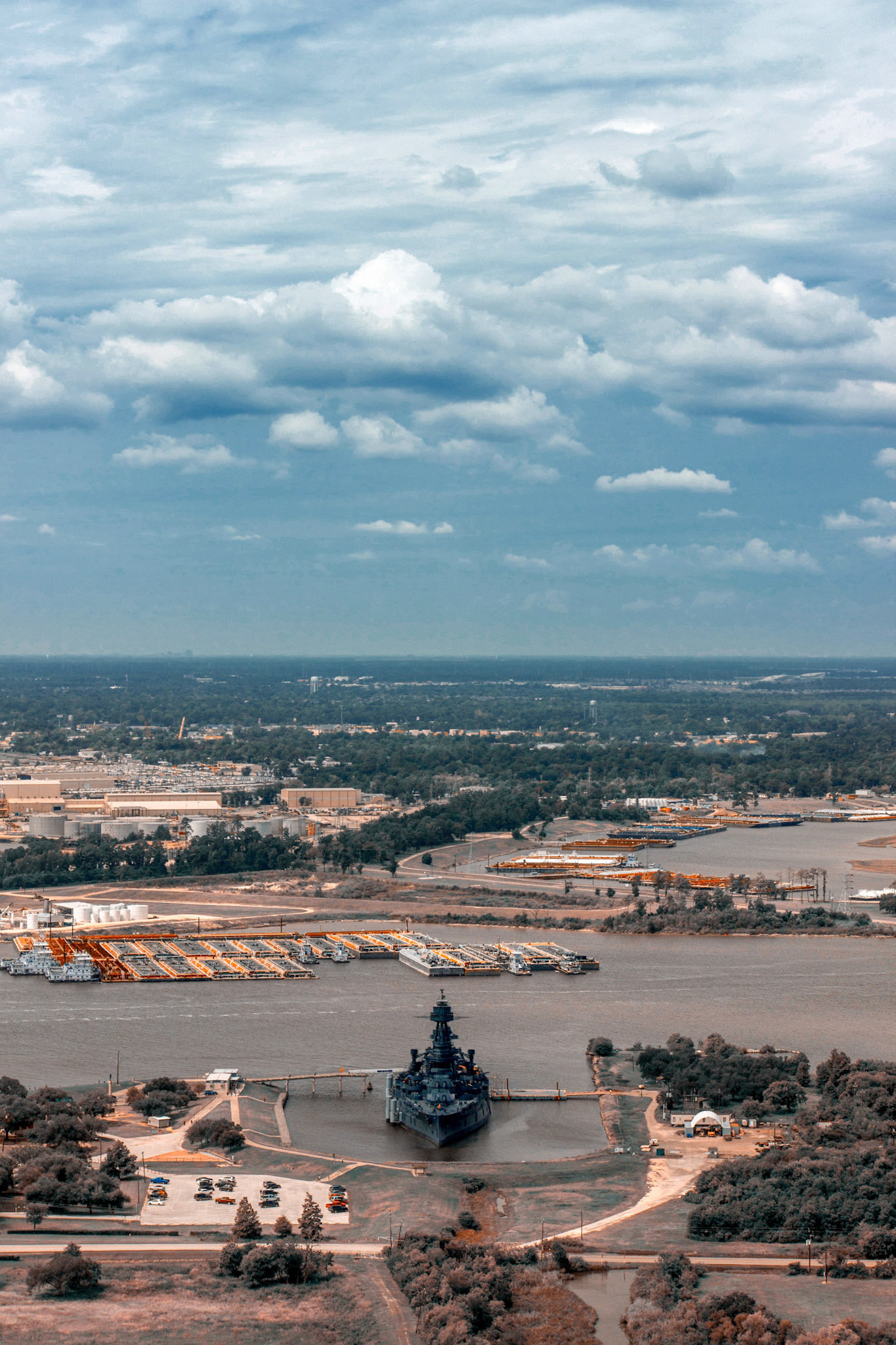 The USS Texas (BB35) from the deck of the San Jacinto Monument - La Porte, Texas