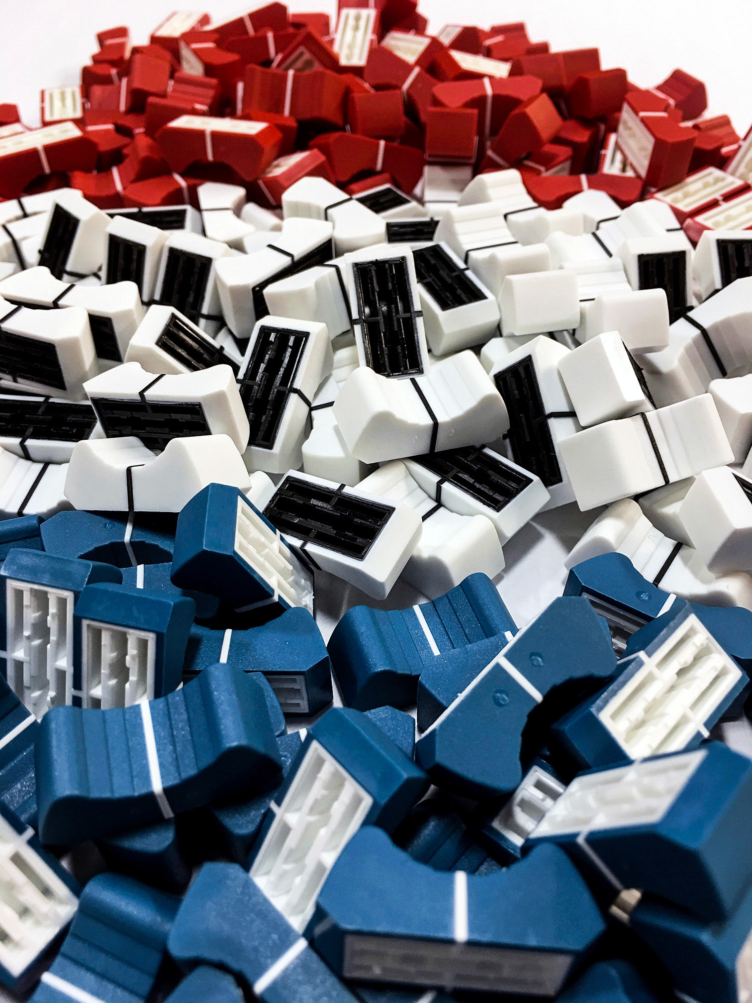 Red, White, and Blue (fader knobs) used on API's "The Box"