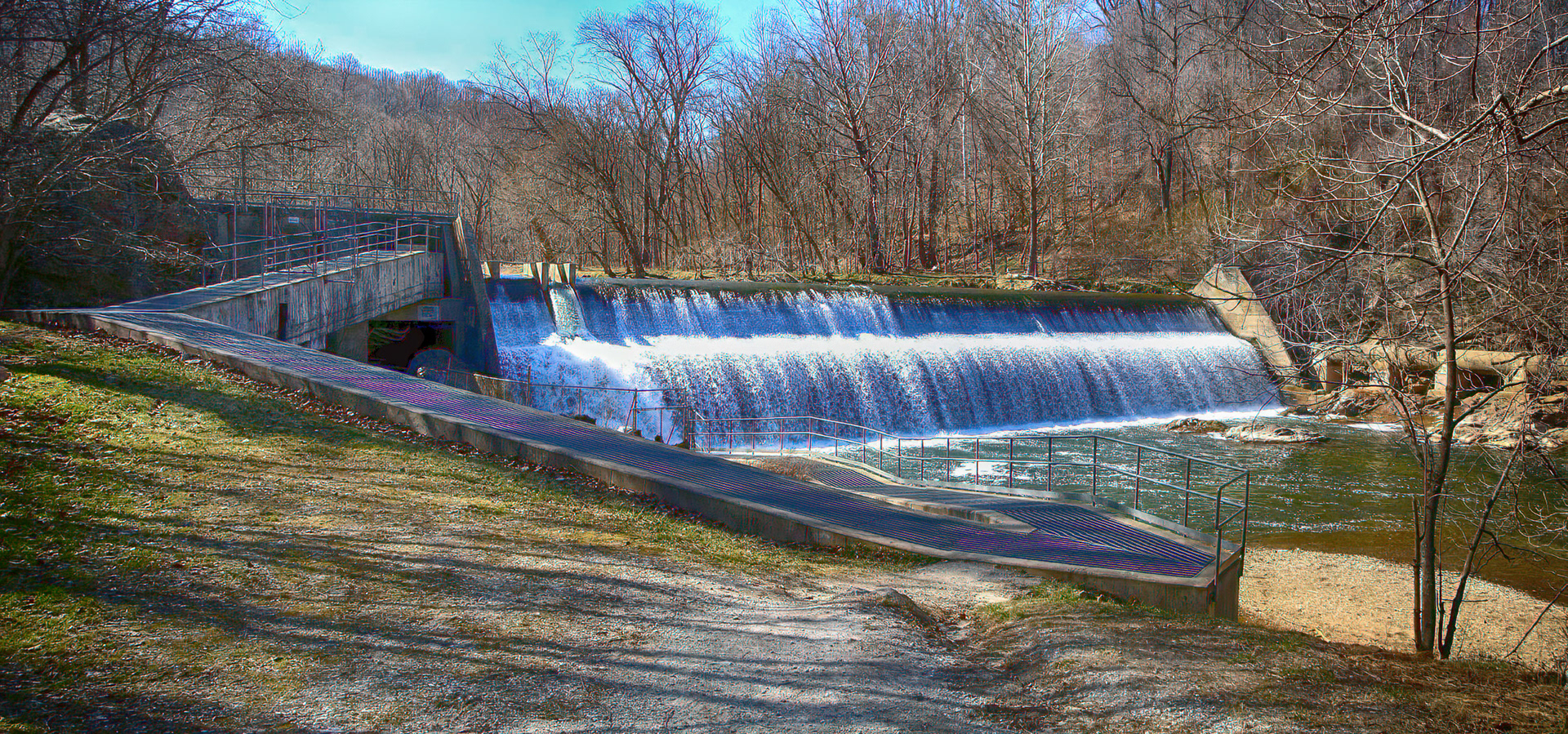 Bloede's Dam was a submerged hydroelectric plant on the Patapsco River - Ilchester, Maryland