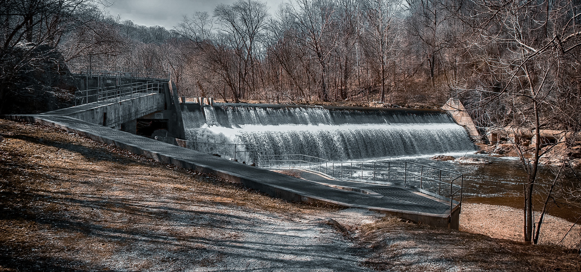 Bloede's Dam was a submerged hydroelectric plant on the Patapsco River - Ilchester, Maryland