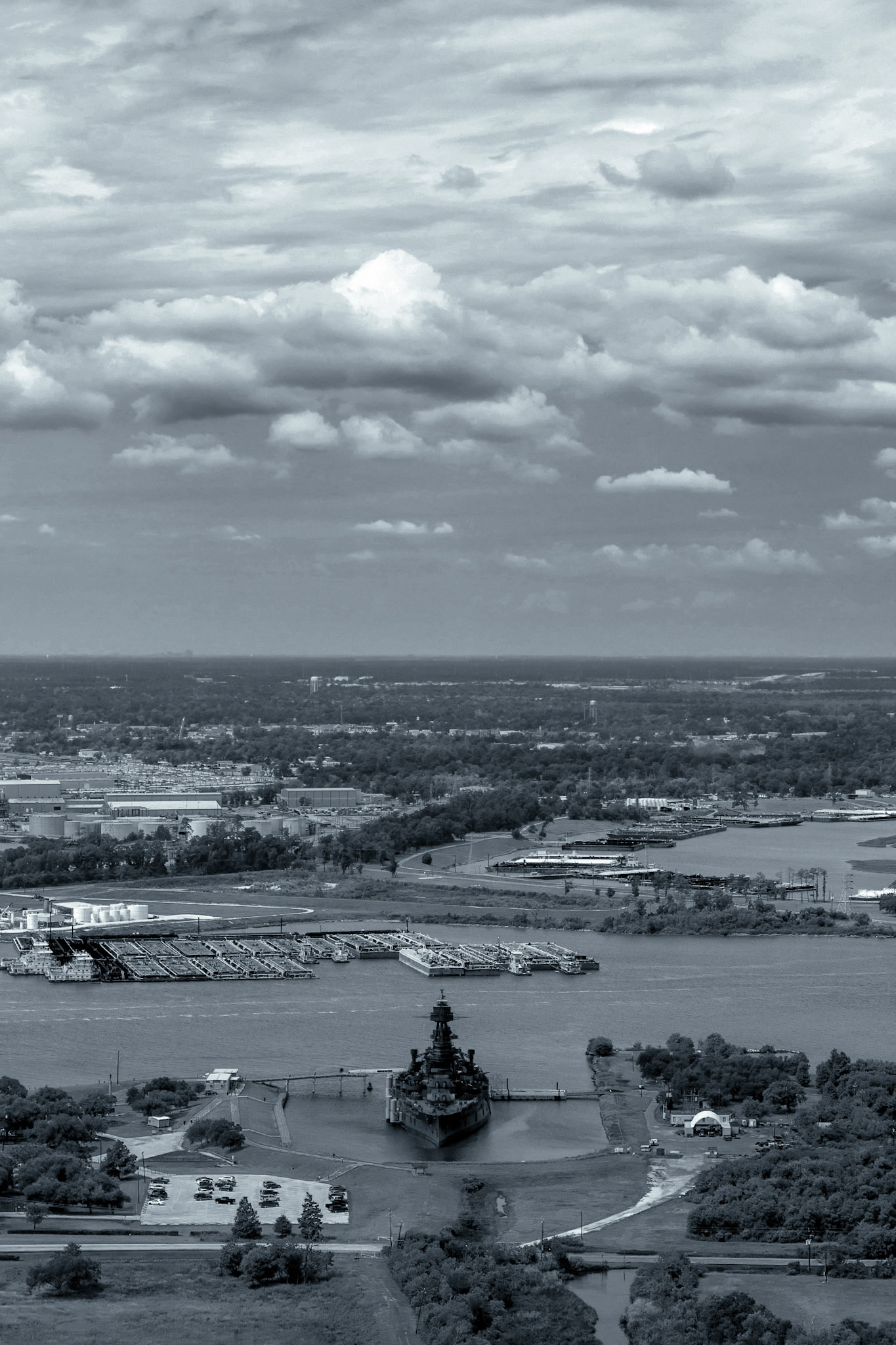 The USS Texas (BB35) from the deck of the San Jacinto Monument - La Porte, Texas
