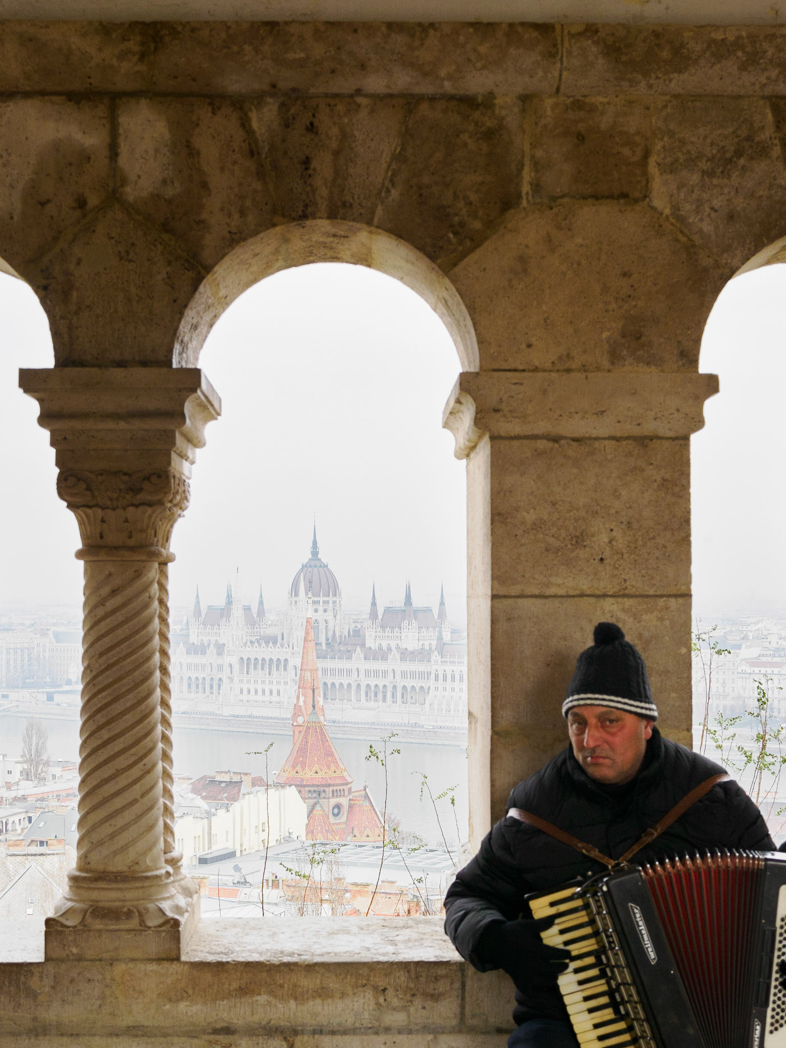 Budapest, Hungary. The building in the background is the Hungarian Parliament Building