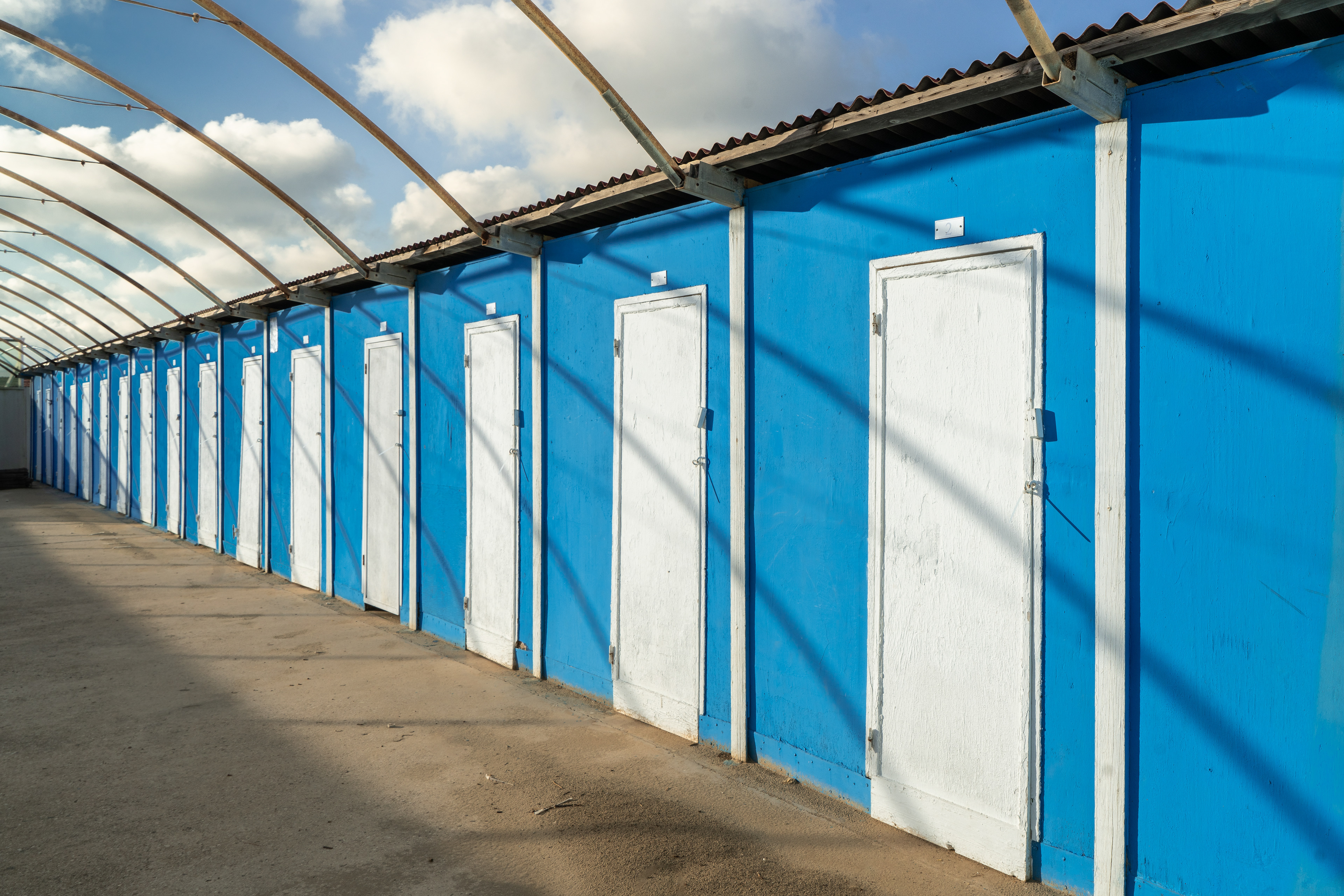 Beach changing rooms, Brindisi, Puglia, Italy