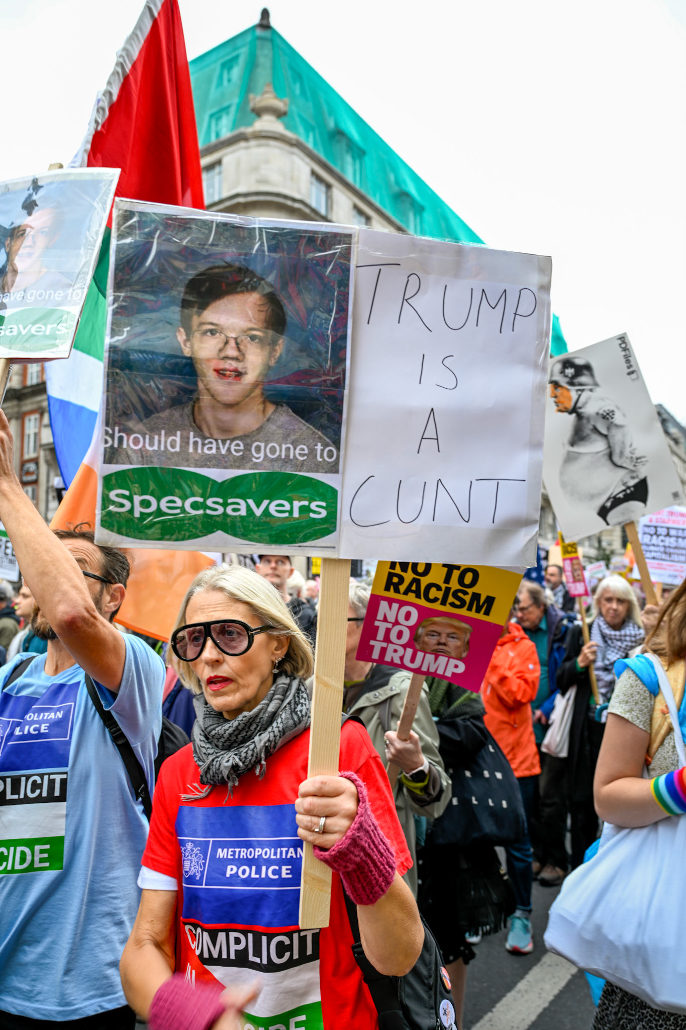 London, UK, 17th September 2025, A large protest by thousands of anti Trump supporters wound through central London towards Parliament, monkeybutlerimages / Alamy Live News