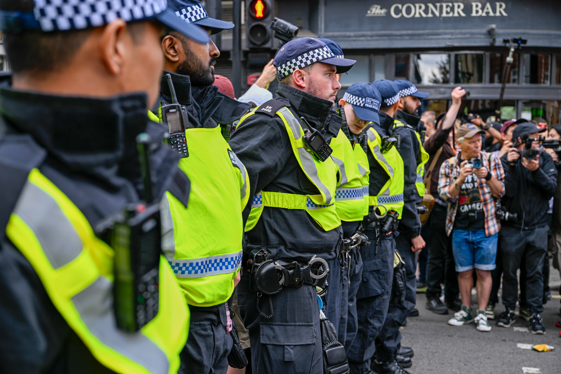 London, UK, 2nd August 2025, Protest outisde of the Thistle Hotel Barbican supporting migrant residents and challenging a counter protest